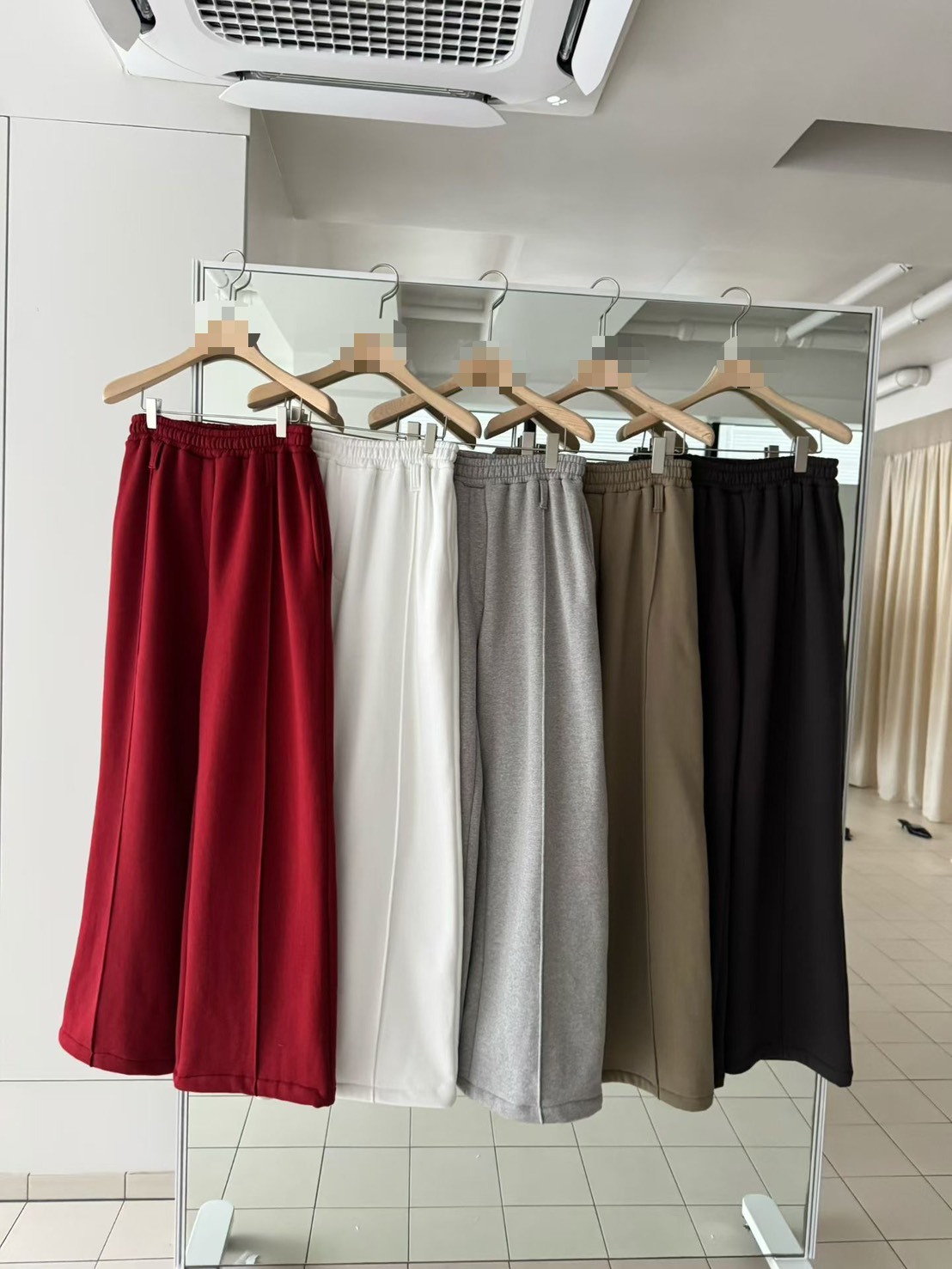 鬆緊綁帶前車線內刷毛休閒長褲