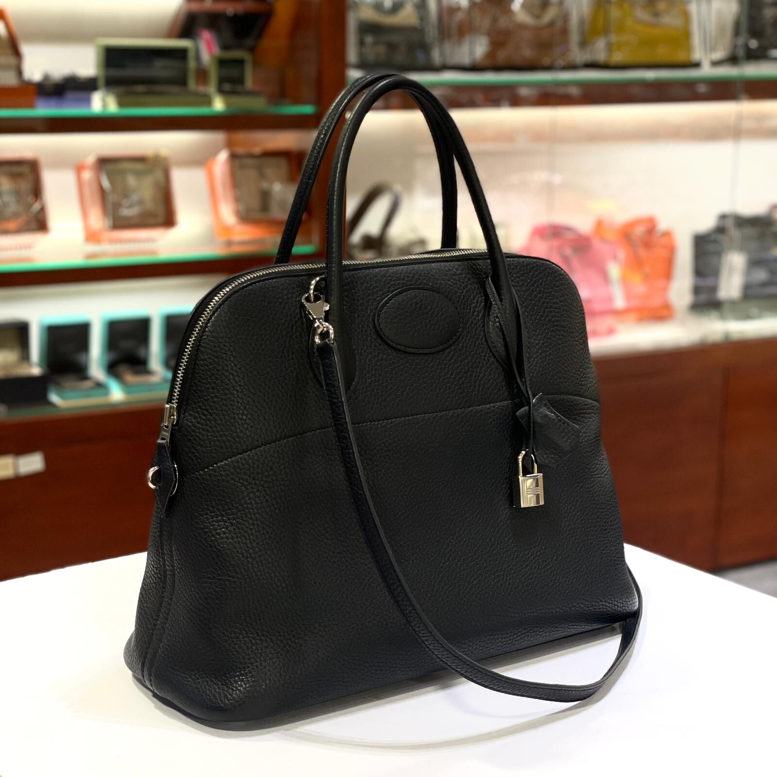 98%NEW二手BOLIDE 35 黑色銀扣TOGO皮X刻 NOIR PHW #保齡球袋 #兩年免費保養 #男女同款 #香榭站正品