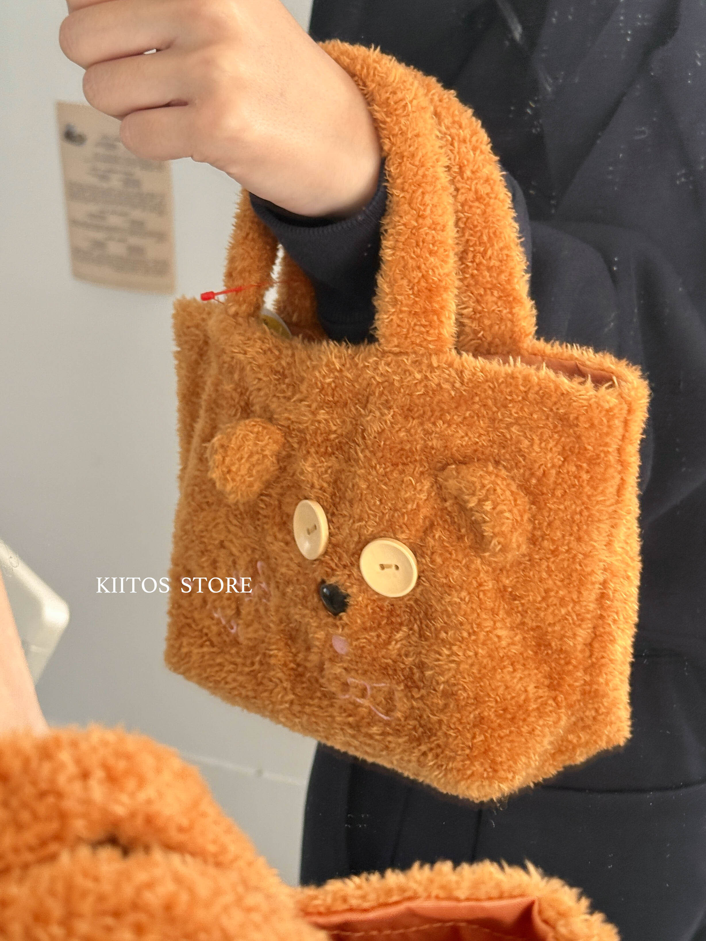 【現貨】日本 環球影城 聖誕節限定提姆熊 毛毛手提袋