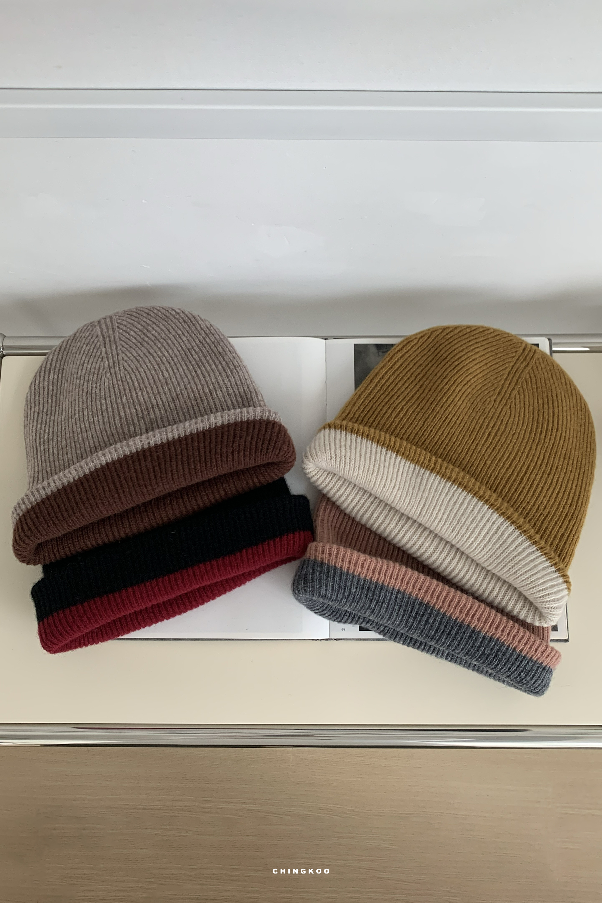 Last Month｜素面撞色2way毛帽 4色