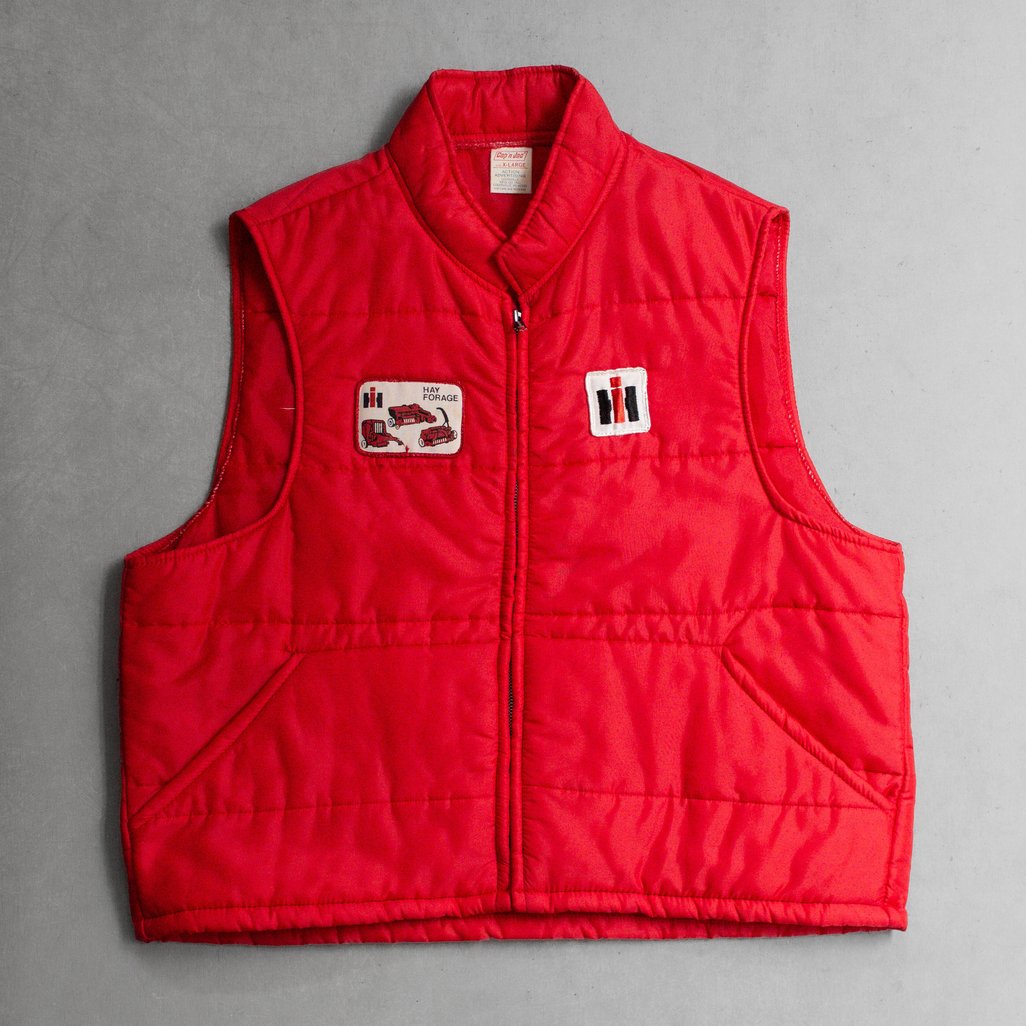 CAP'N JAC PUFFER VEST 美國 紅色 絎縫 布章 鋪棉 背心 XL