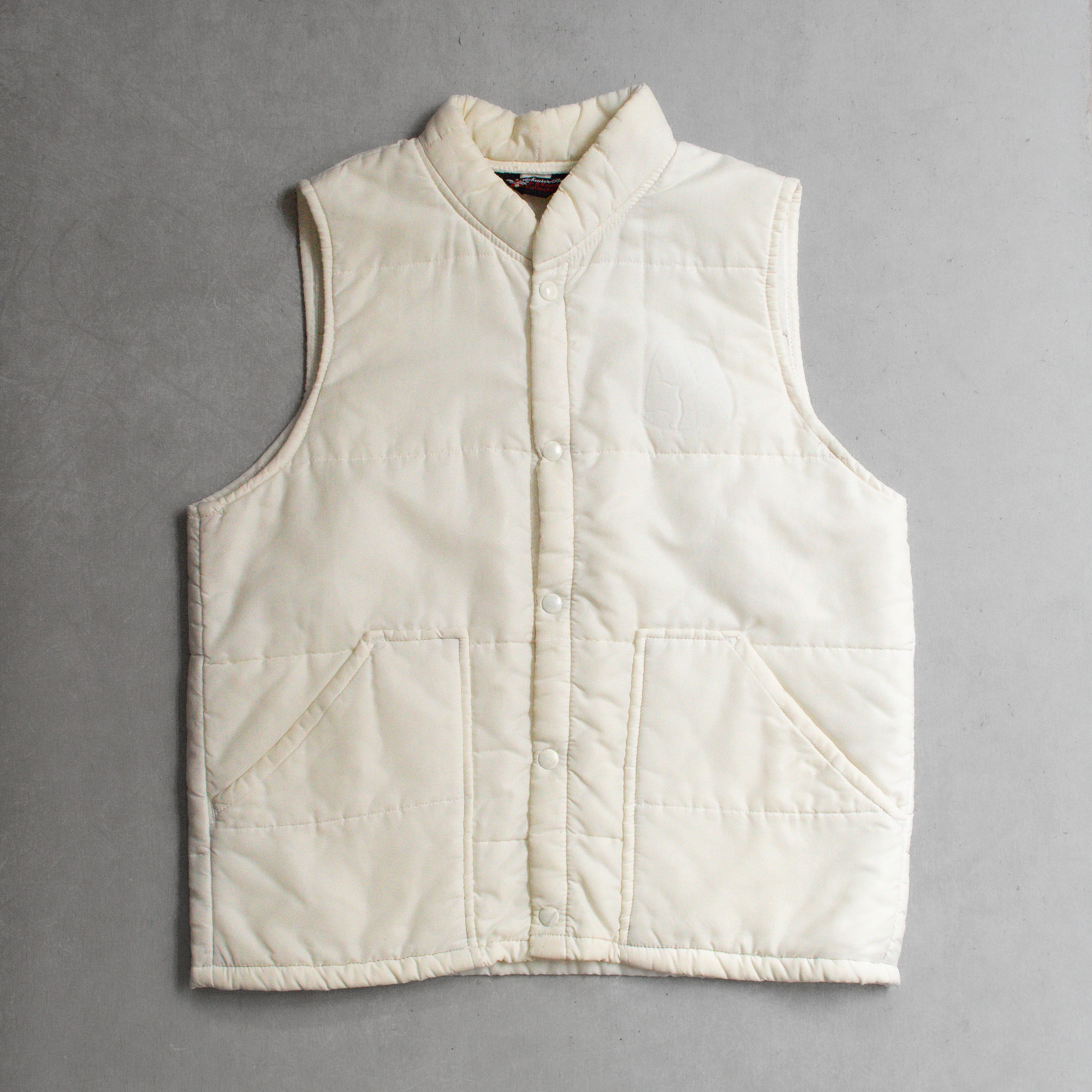 VINTAGE PUFFER VEST 美國 白色 絎縫 素面 鋪棉 背心