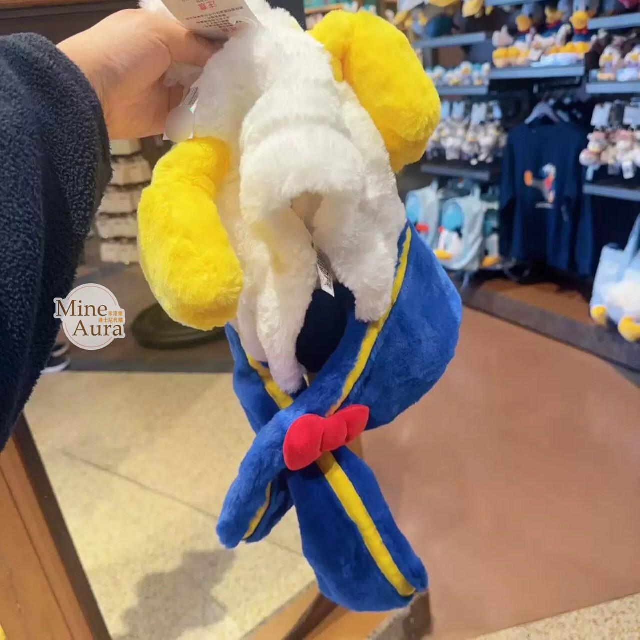 唐老鴨 Donald 氣囊腳丫耳朵設計 絨毛 圍巾 圍脖 造型 帽 -上海迪士尼樂園