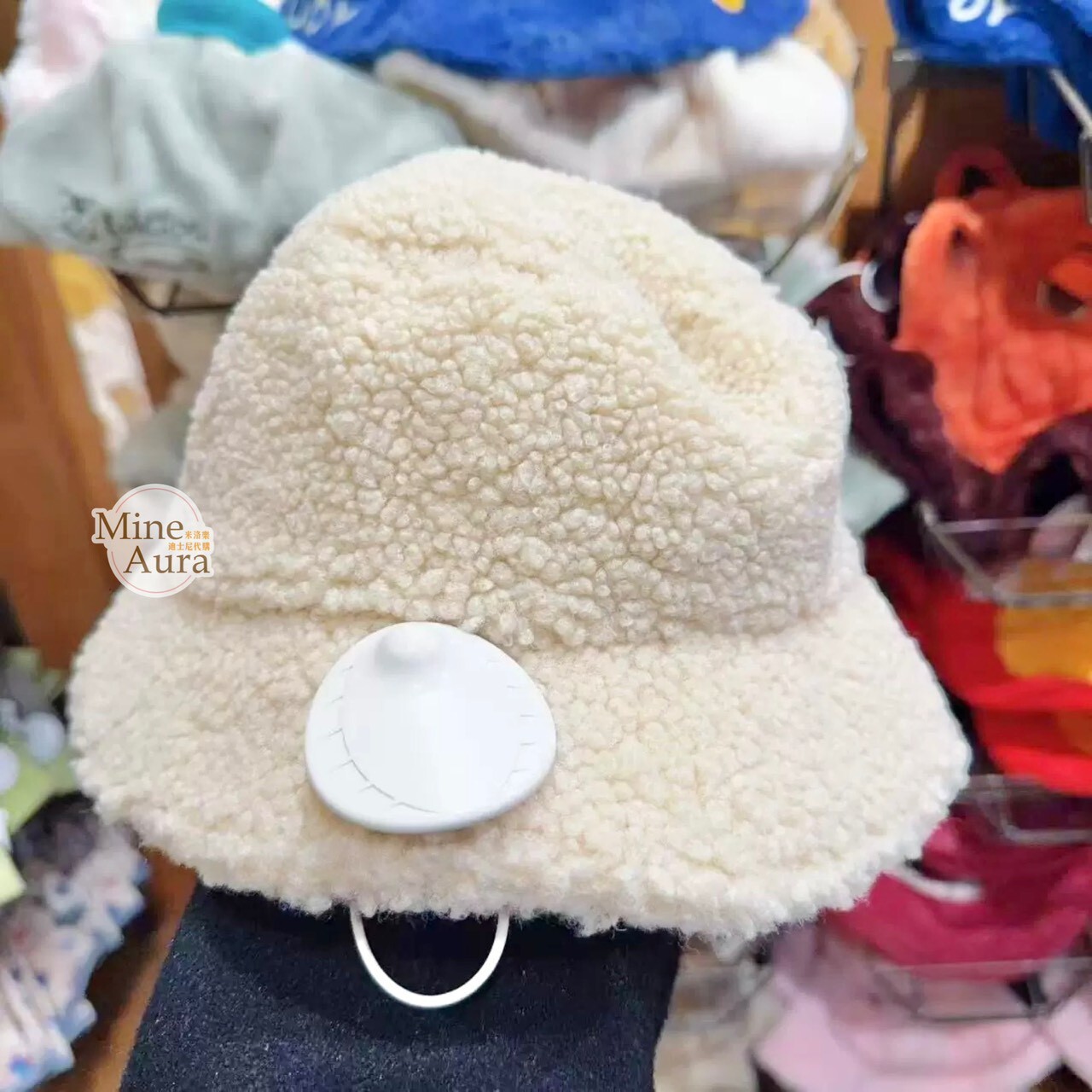 米奇 Mickey 立體耳朵 造型 QQ毛 羊羔毛 圖案 漁夫帽 帽子 -上海迪士尼樂園