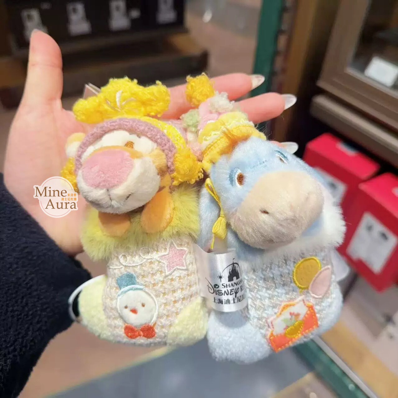 聖誕襪系列 小熊維尼和朋友們系列 小熊維尼 Winnie the Pooh 絨毛 鑰匙圈 吊飾 -上海迪士尼樂園