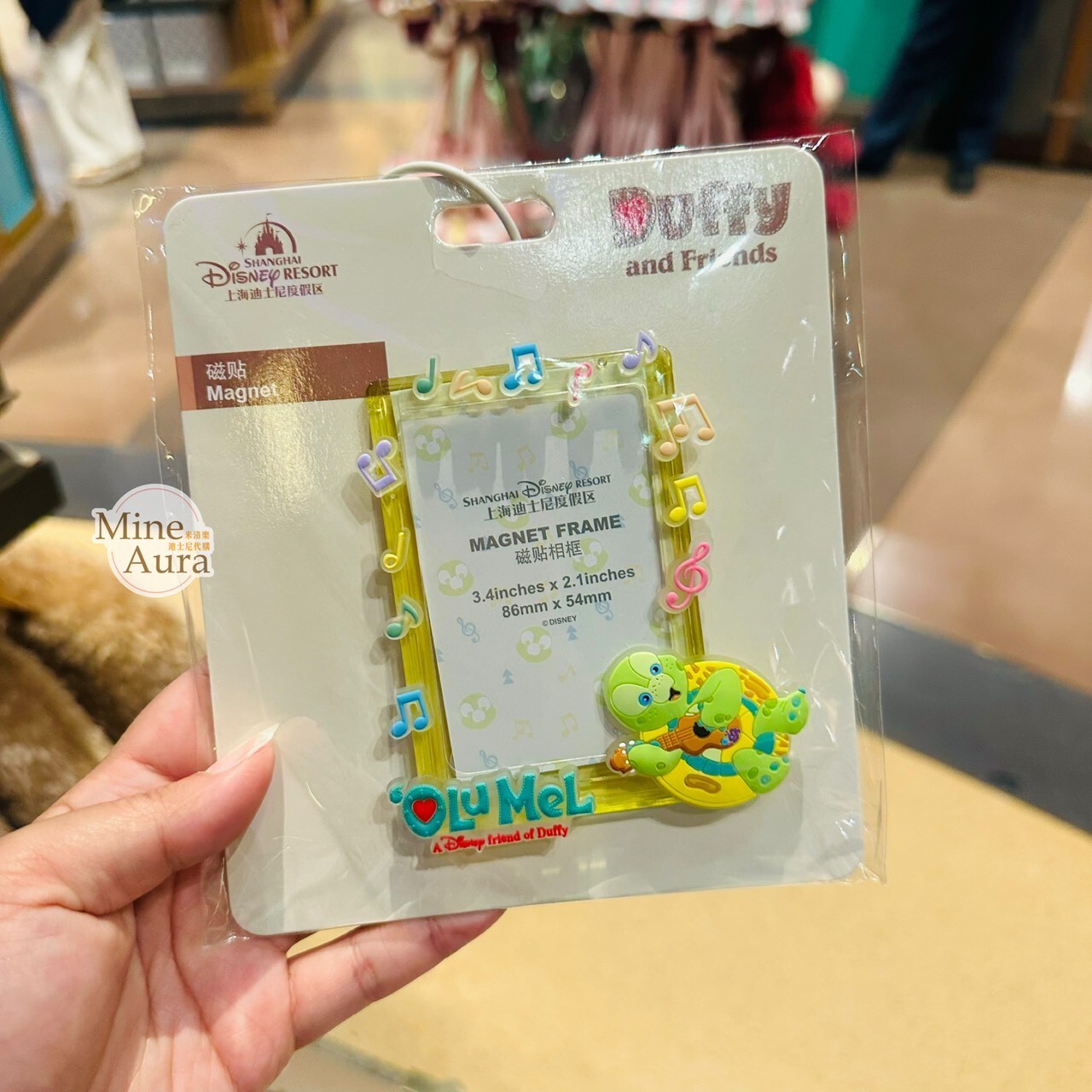 奧樂米拉 海龜 OluMel 音符 泳圈坐姿 造型 磁鐵 相框 -上海迪士尼樂園