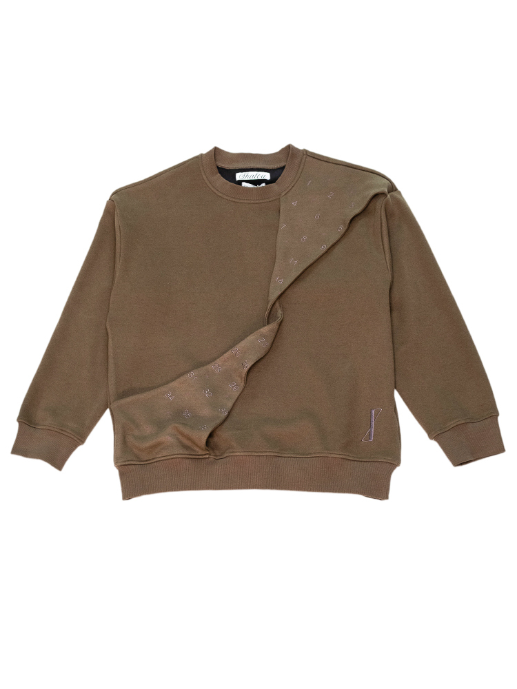 Khaki Table Mark Embroidery Sweatshirt