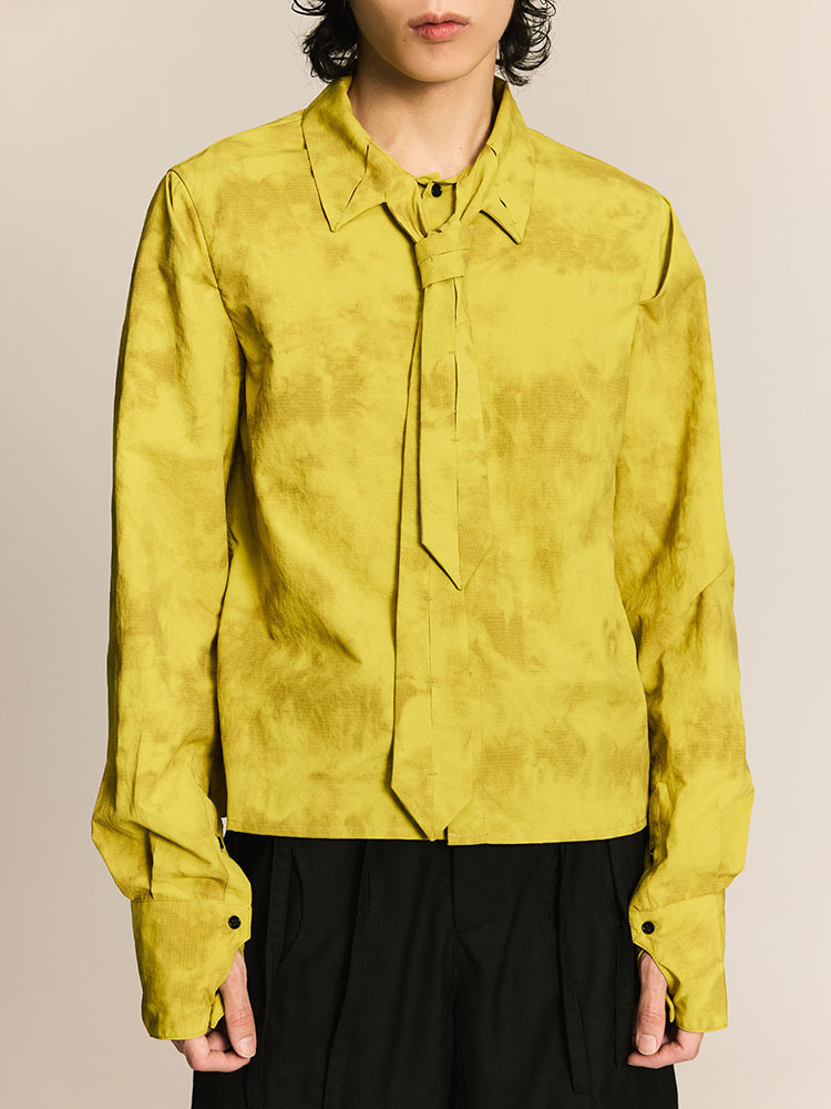 Pleated Tie Shirt Yellow