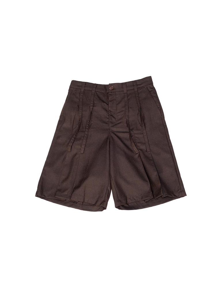 Pleated Skirt Pants Brown