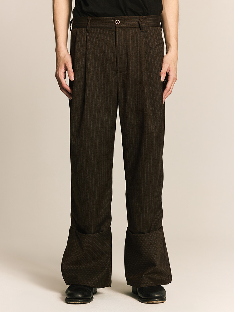 Folded Pleat Trousers Brown