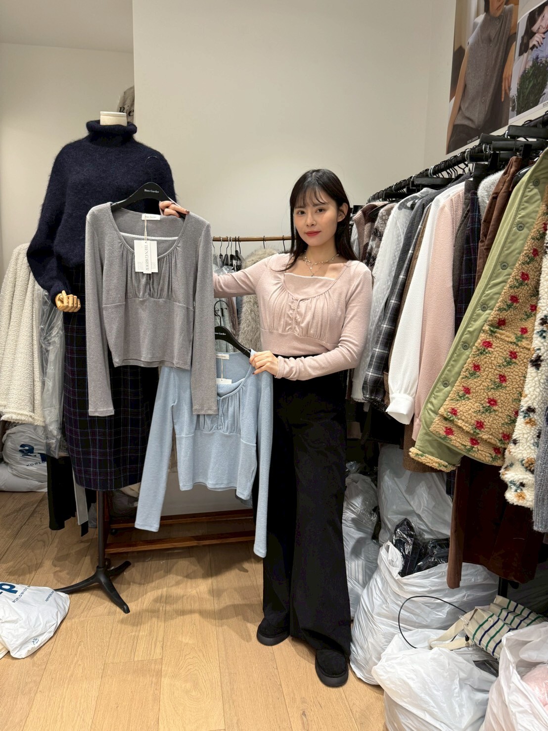 BG5323 韓系必備假兩件上衣