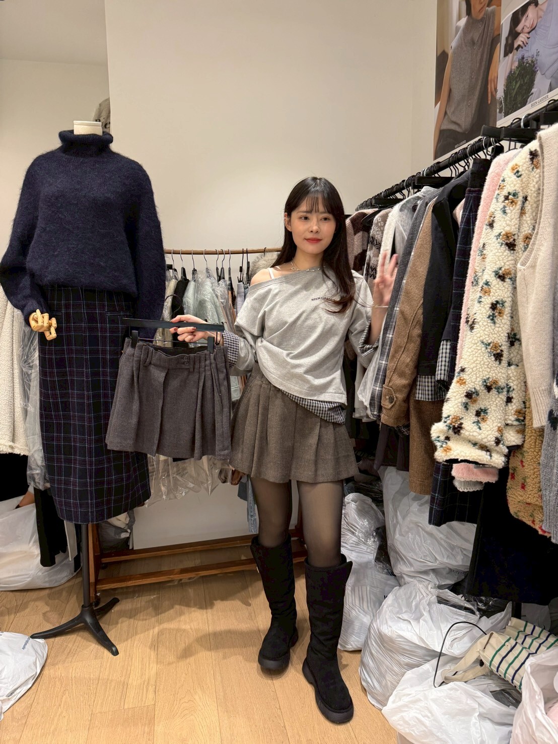 BG5341 毛呢百褶短褲