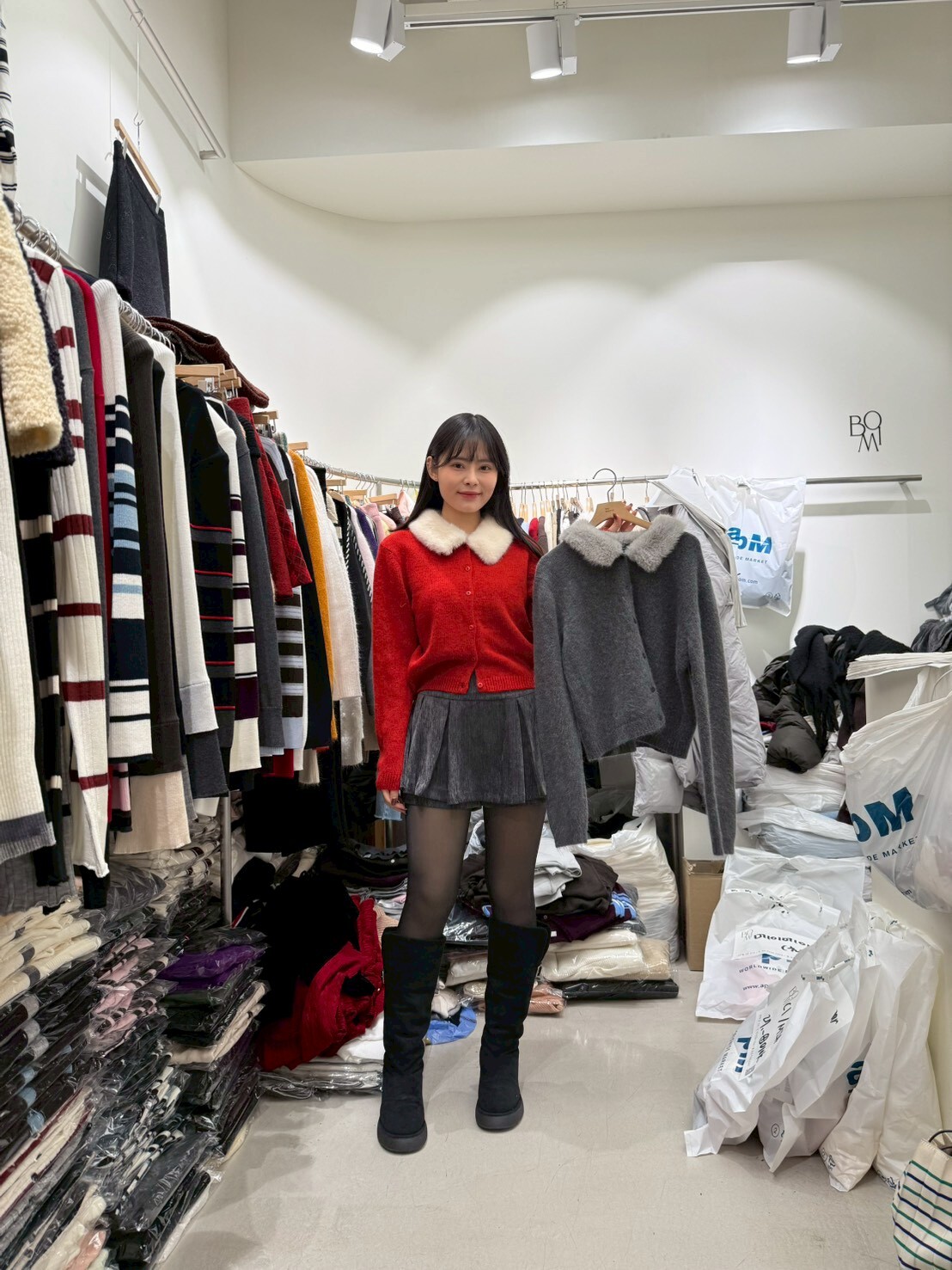 BM5314 毛毛領針織外套