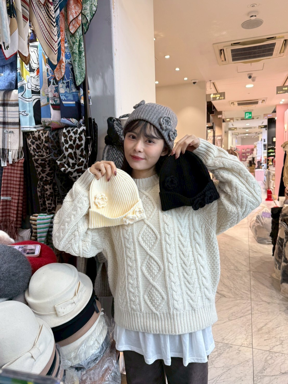 BN5346 立體織紋花花冷帽