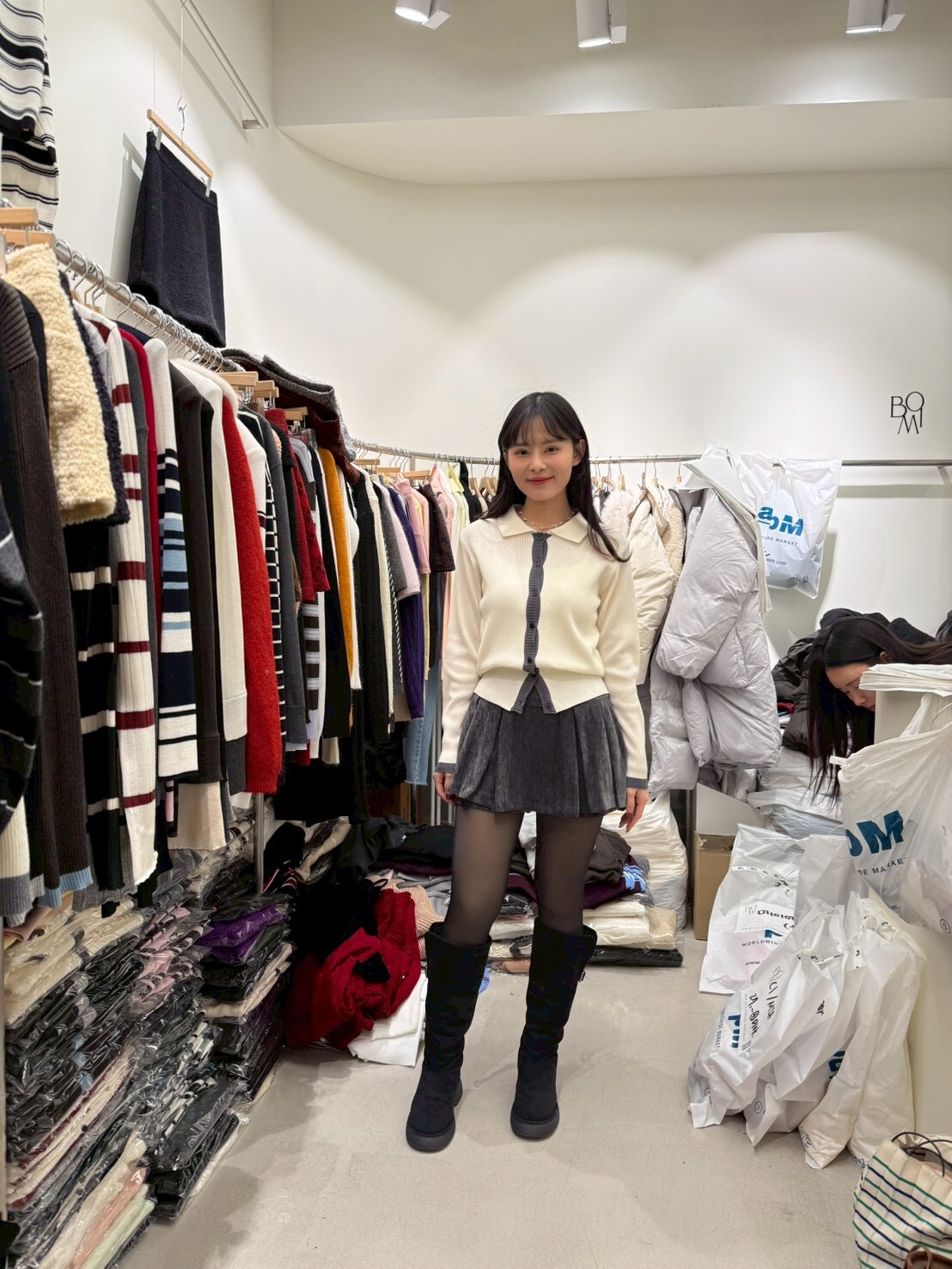 BM5381 彈性坑紋撞色邊反領外套