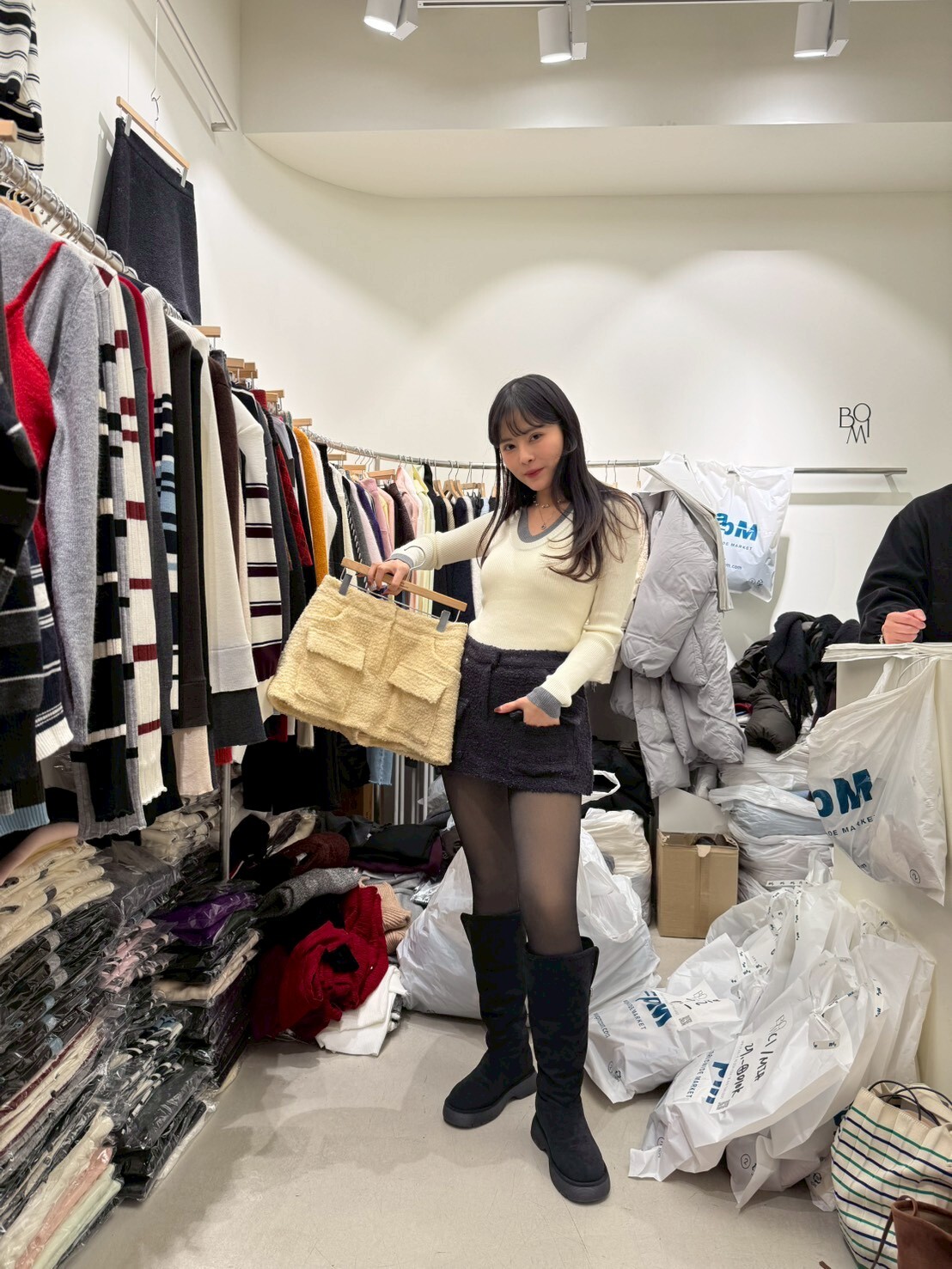 BM5343 毛粒口袋短裙褲