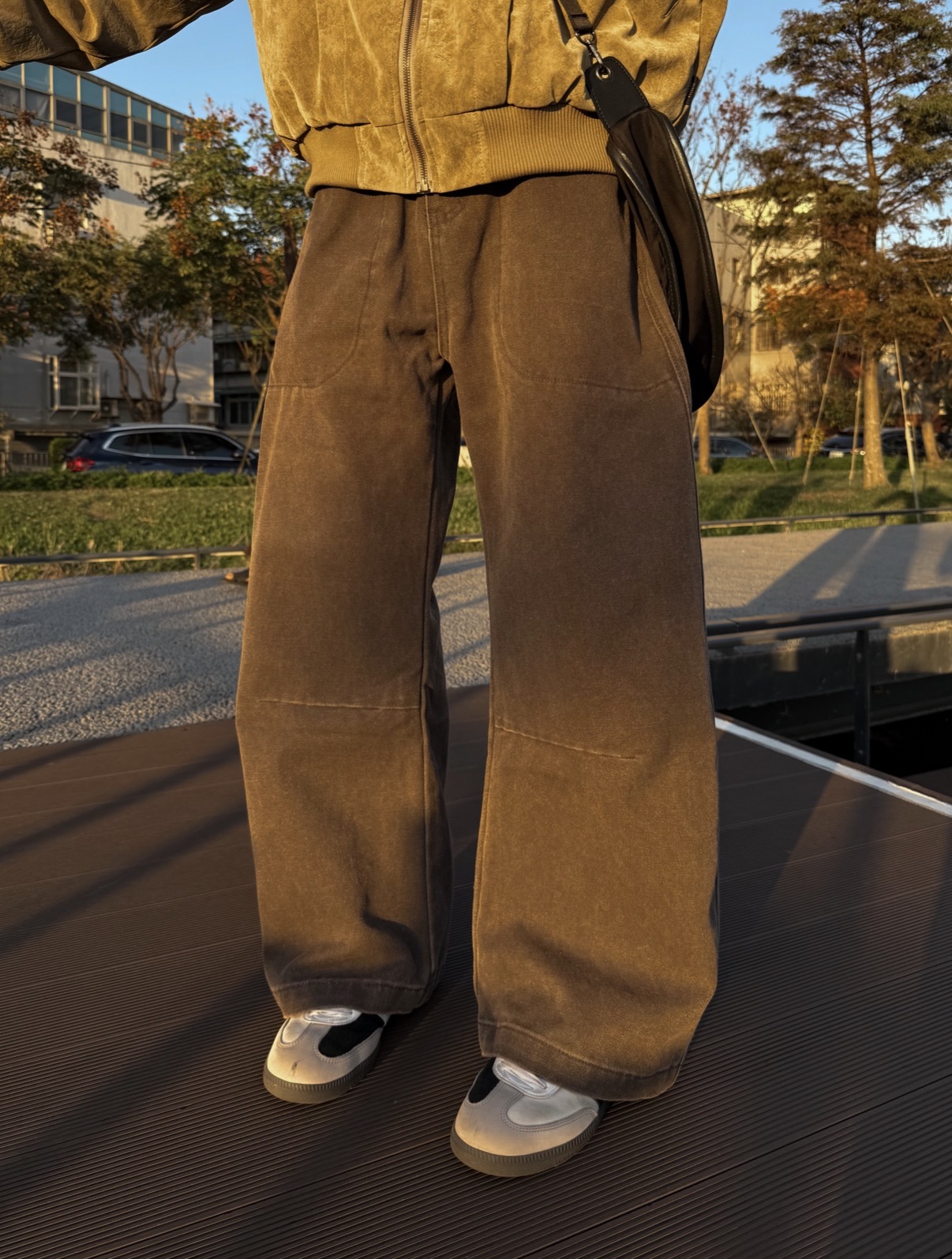 (現貨)韓系美拉德做舊寬褲