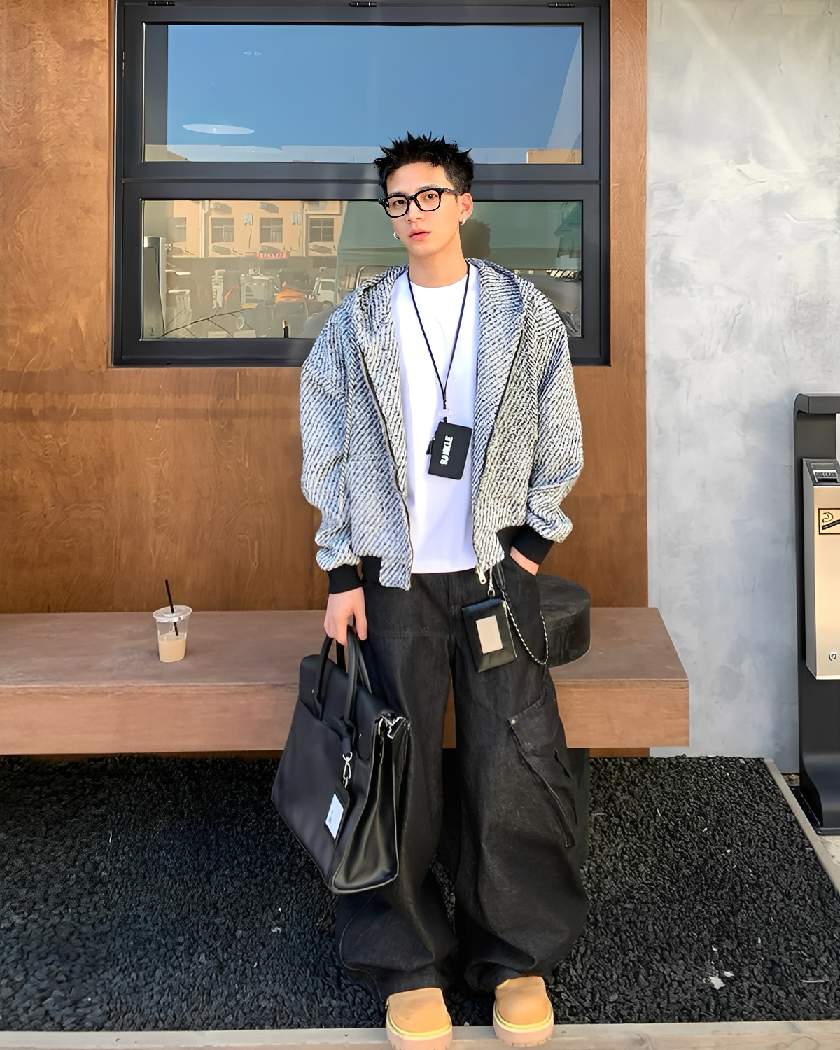 復古 重磅 大口袋 單寧 牛仔 彎刀 長褲