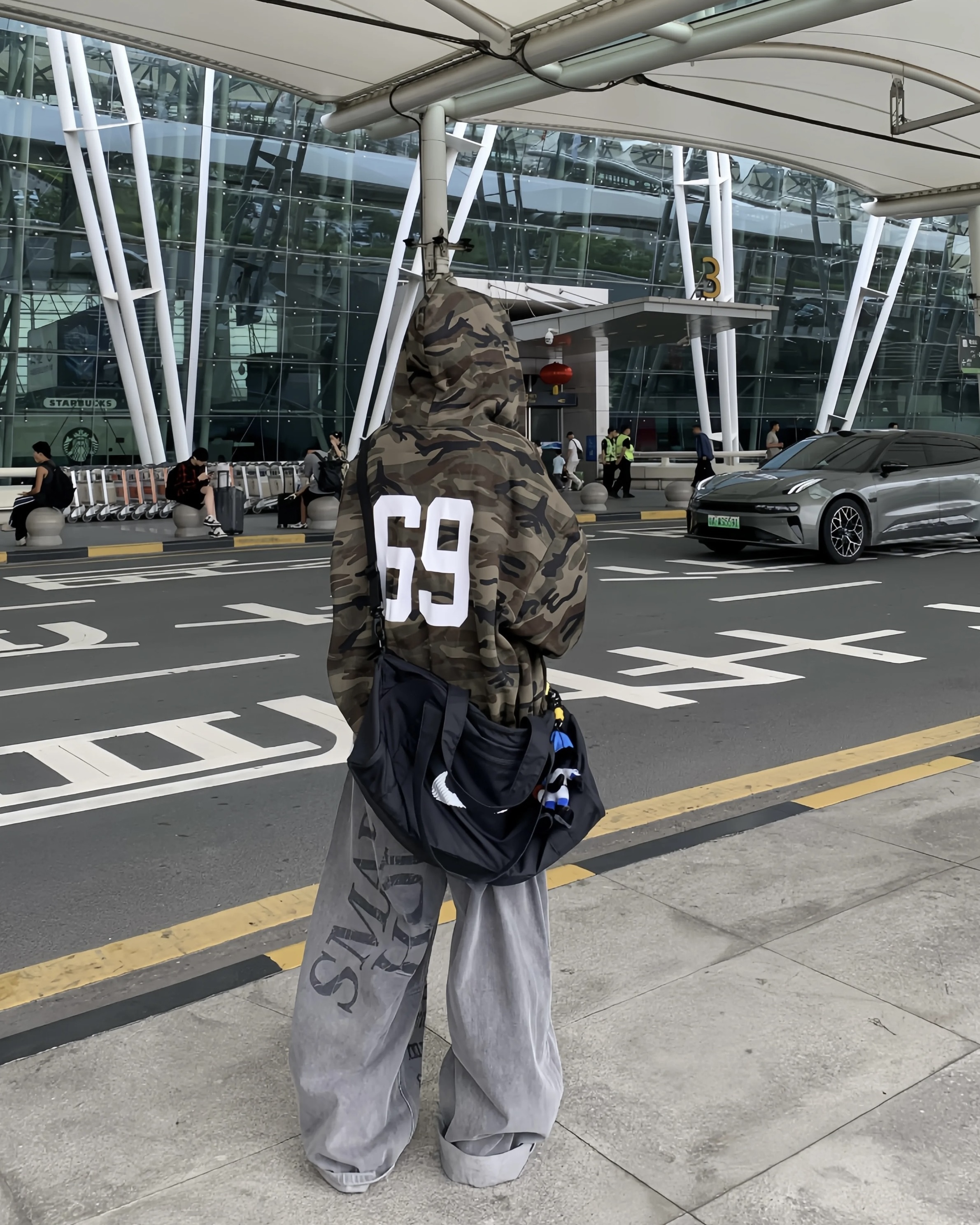 美式 塗鴉 造型 廓形 男女 牛仔 長褲