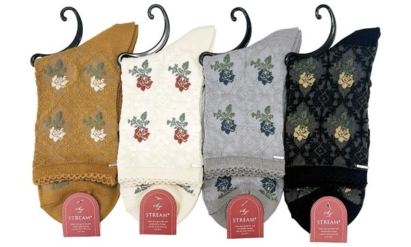 復古玫瑰圖案短襪