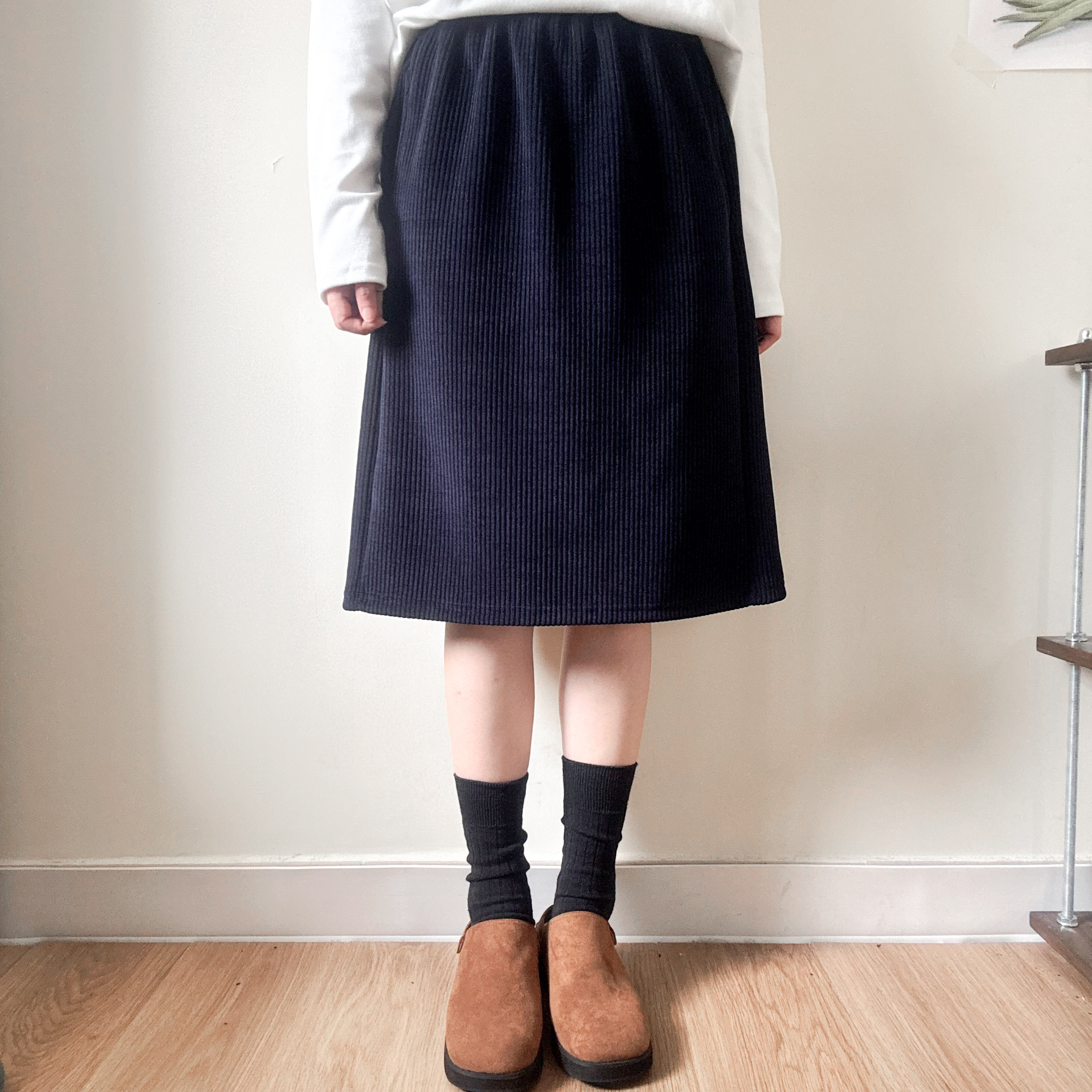 燈芯絨中長直身裙