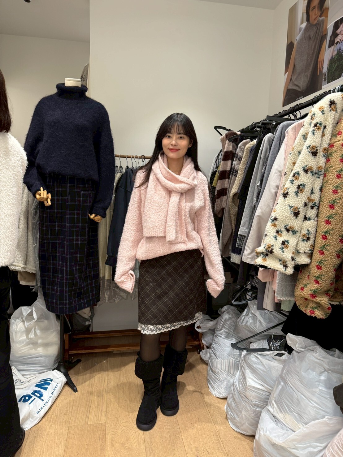 BG5342 毛毛針織圍巾上衣