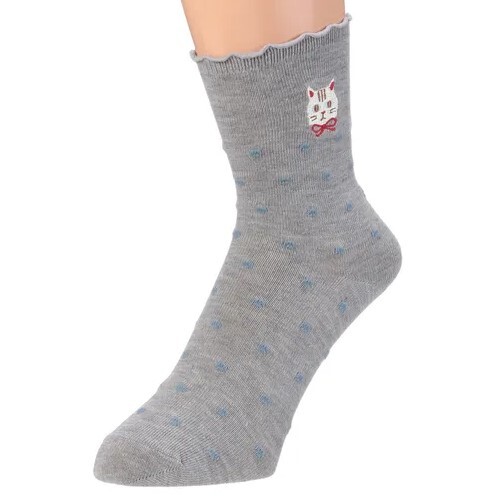 貓刺繡圖案短襪