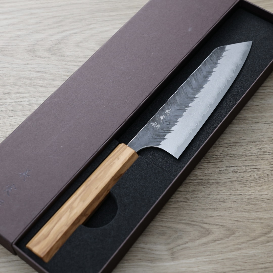 加藤義實 V鎚目 文化 170mm 青紙超級鋼 黑打