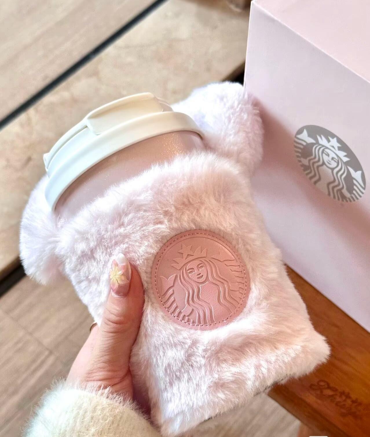 【預購】國外限定 Starbucks 星巴克 冬季限定 漸變粉 隨行杯 毛毛 杯套 禮盒