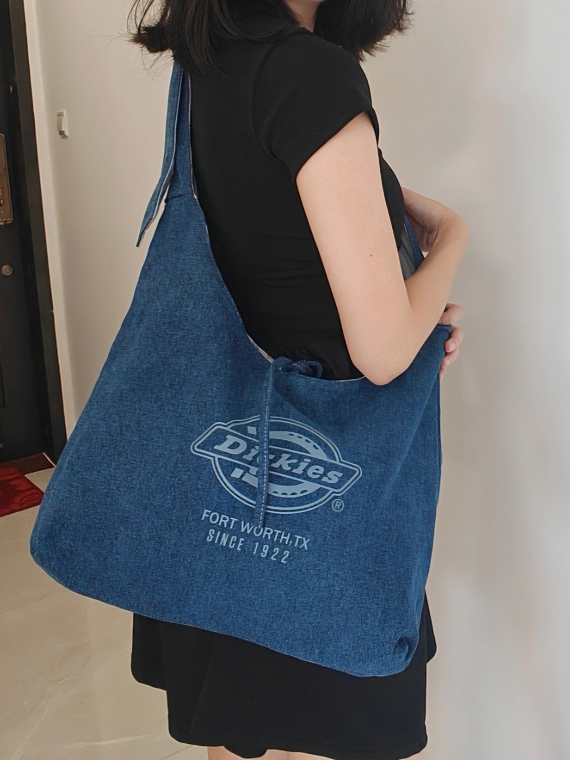 代購-Dickies 牛仔雙面設計 單肩包 深藍/淺藍