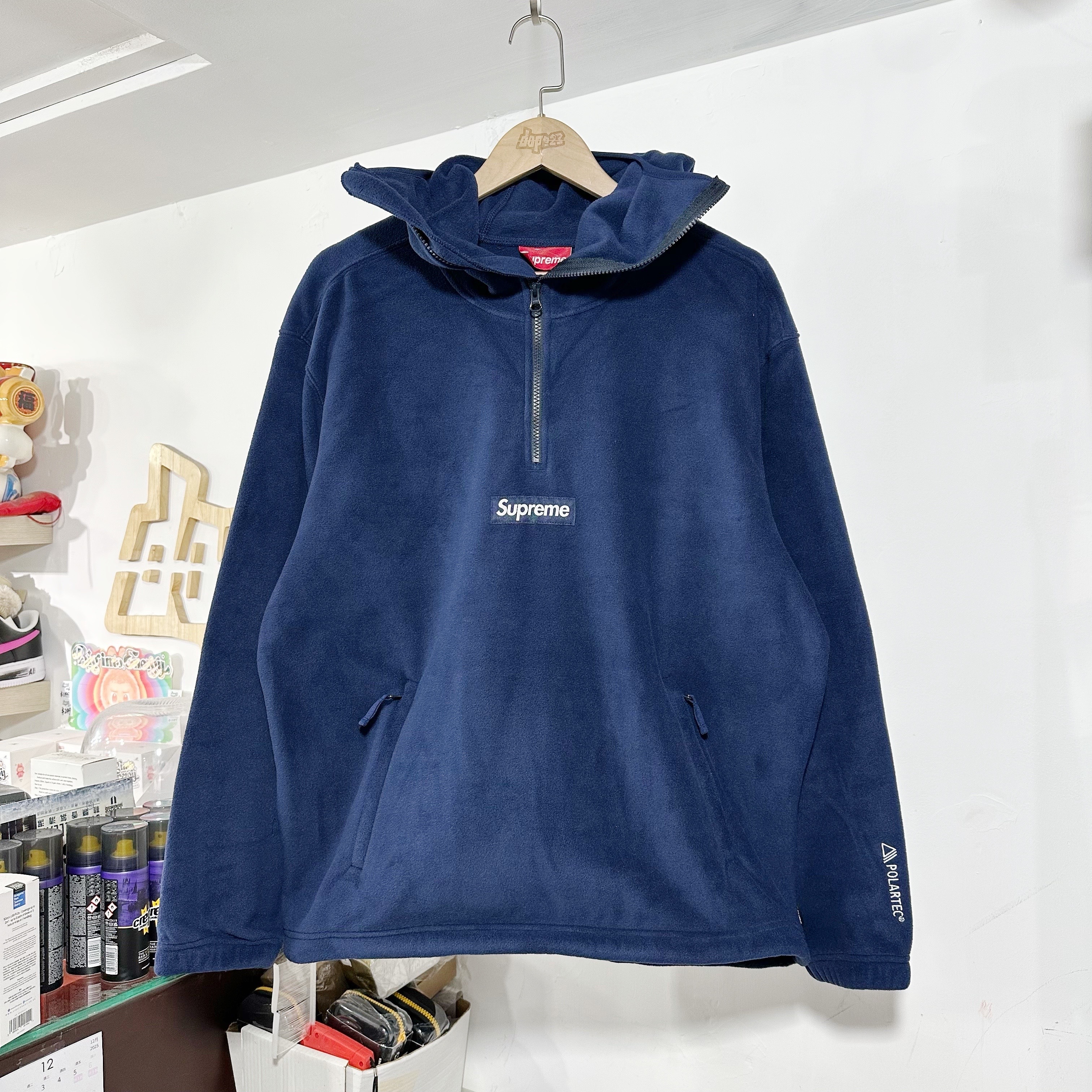 Supreme Polartec® Face Mask Half Zip Hooded Sweatshirt NAVY 深藍色