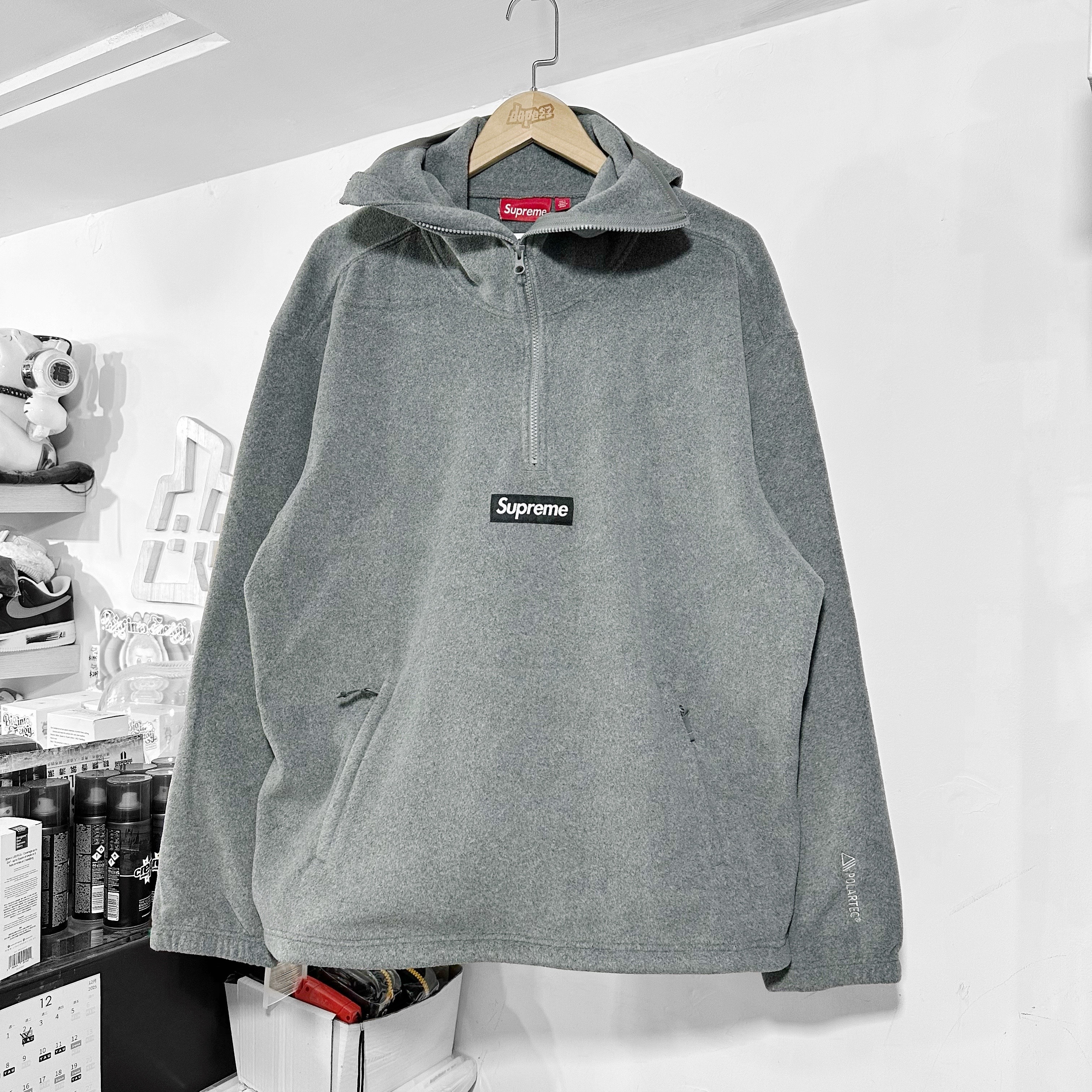 Supreme Polartec® Face Mask Half Zip Hooded Sweatshirt Grey