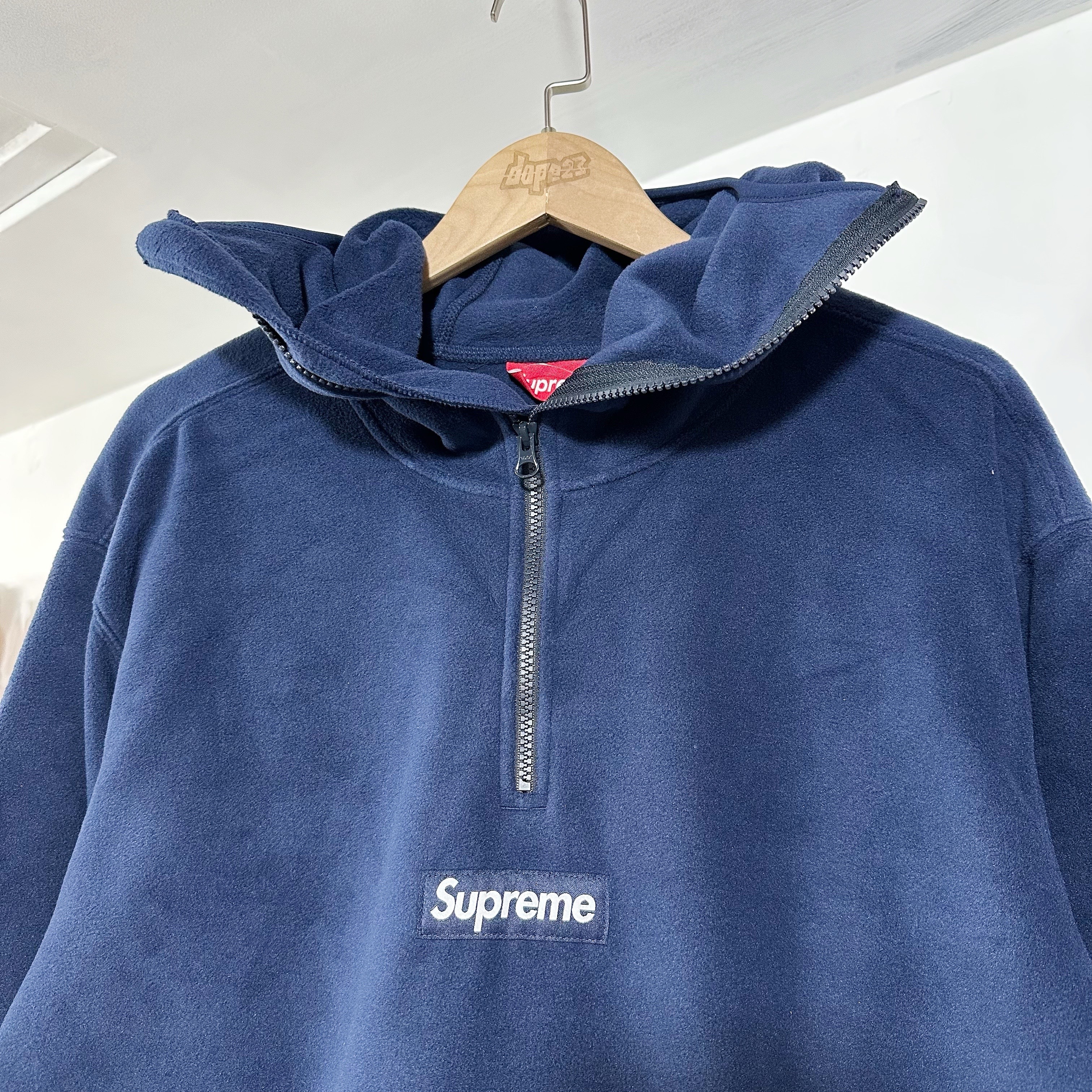 Supreme Polartec® Face Mask Half Zip Hooded Sweatshirt NAVY 深藍色