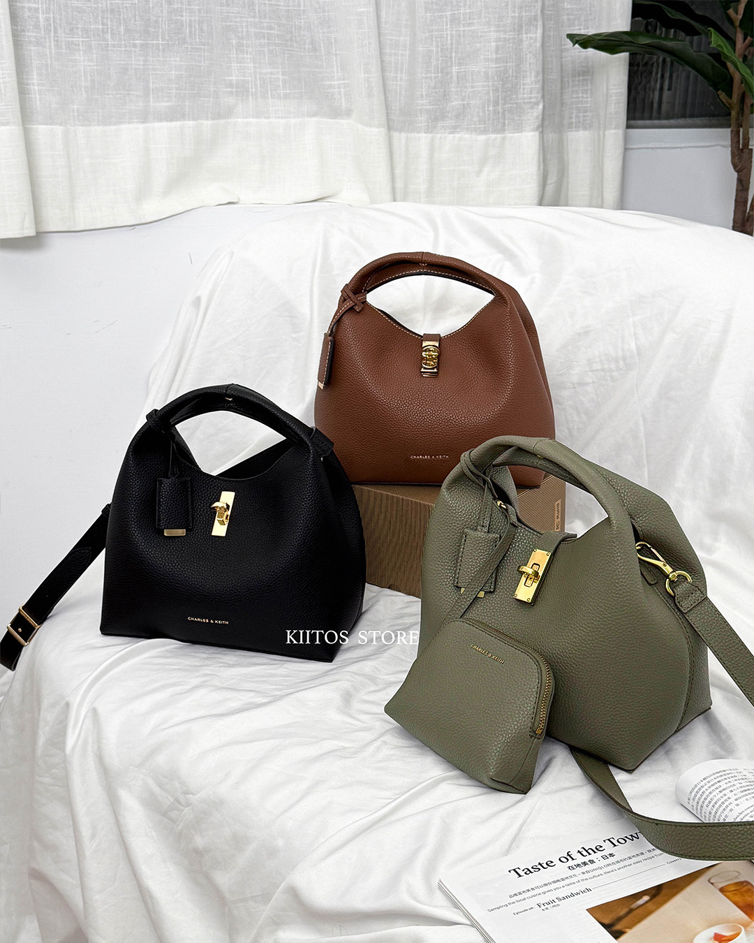 【預購】Charles & Keith Chance 金屬釦水桶包 飯盒包 菜籃子 手提包 側背包 小CK