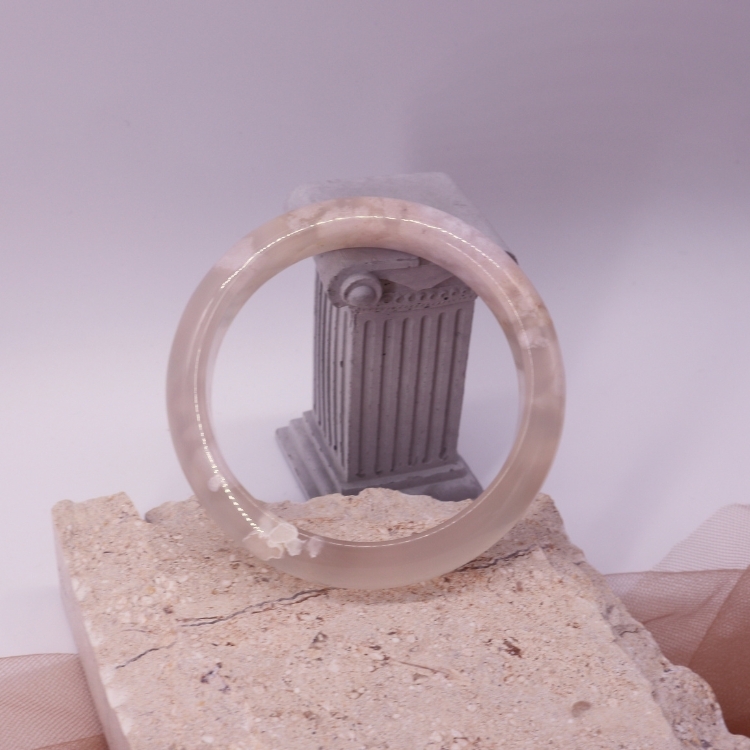 【天然石水晶手鐲】圈口尺寸58～59 紅柚飄花桃花釀/冰透素雅白茉莉飄花瑪瑙