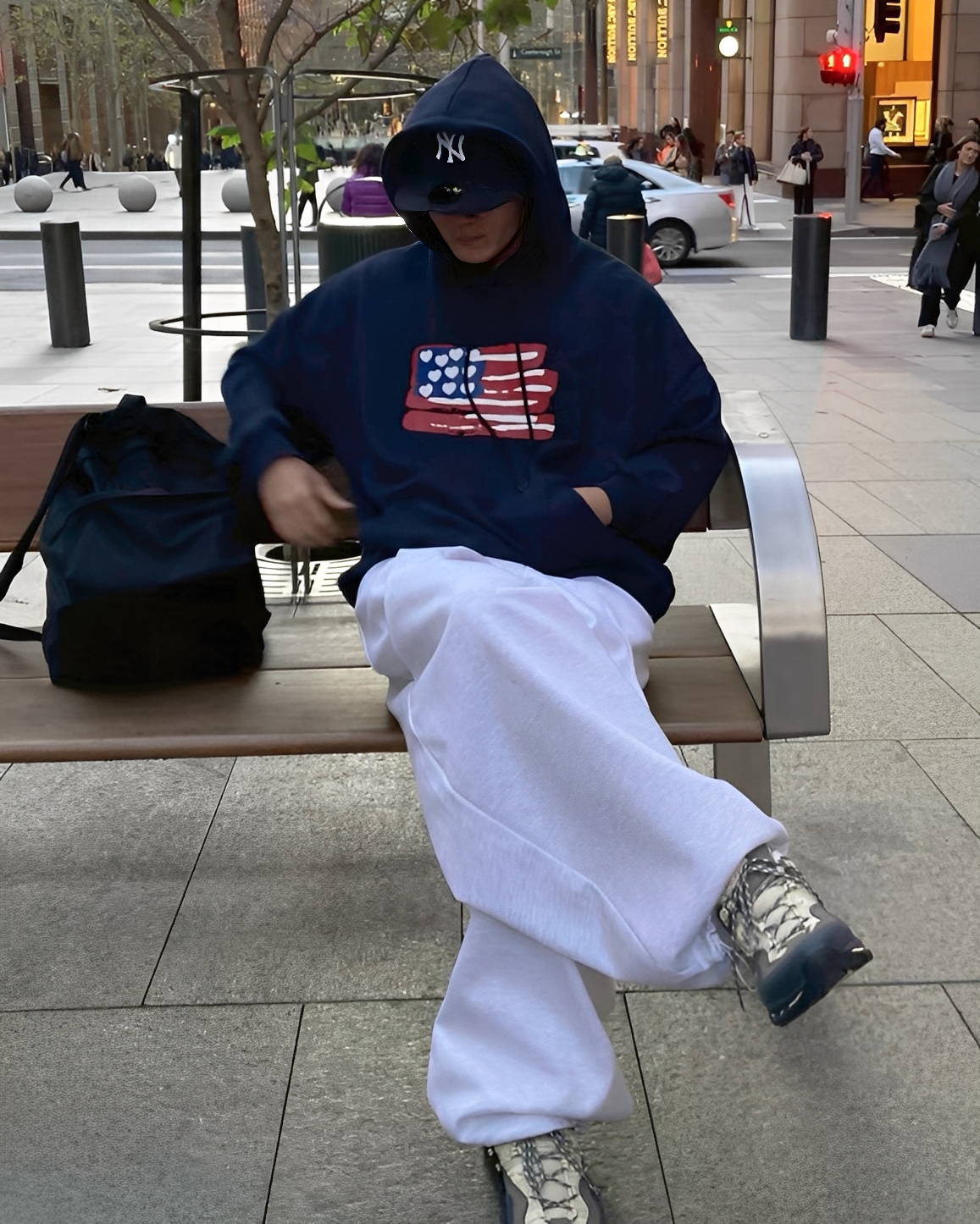 休閒 愛心 國旗 塗鴉 刷毛 連帽 長袖 帽T