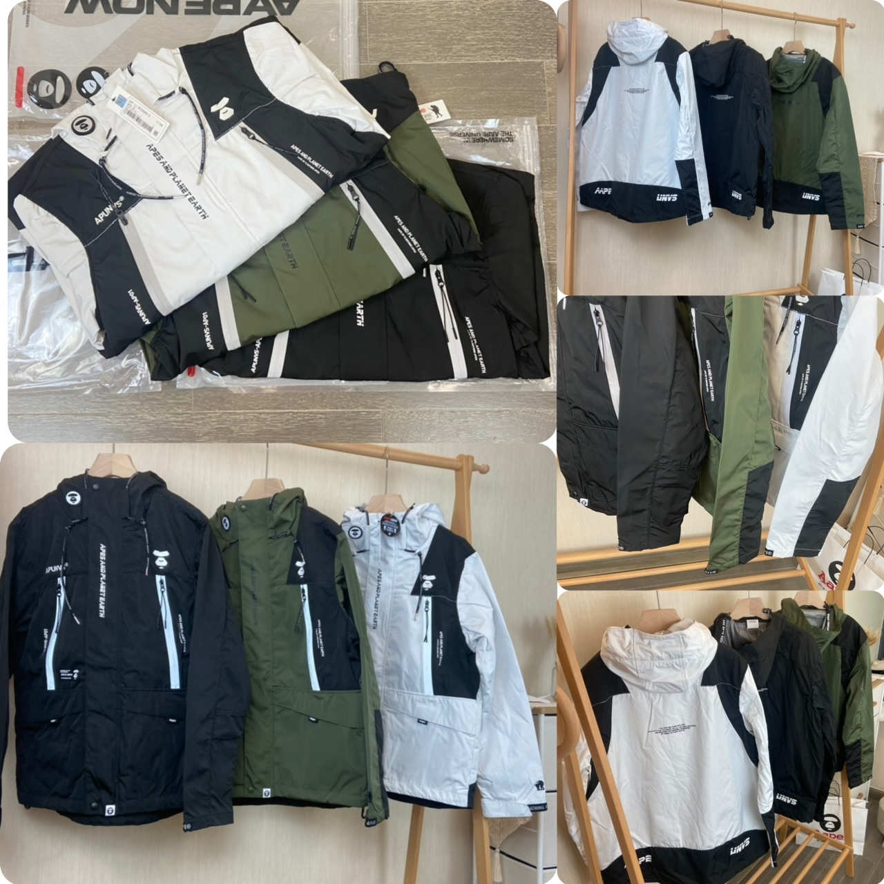 Aap*e 猿人拼3m反光帶外套- 2502741