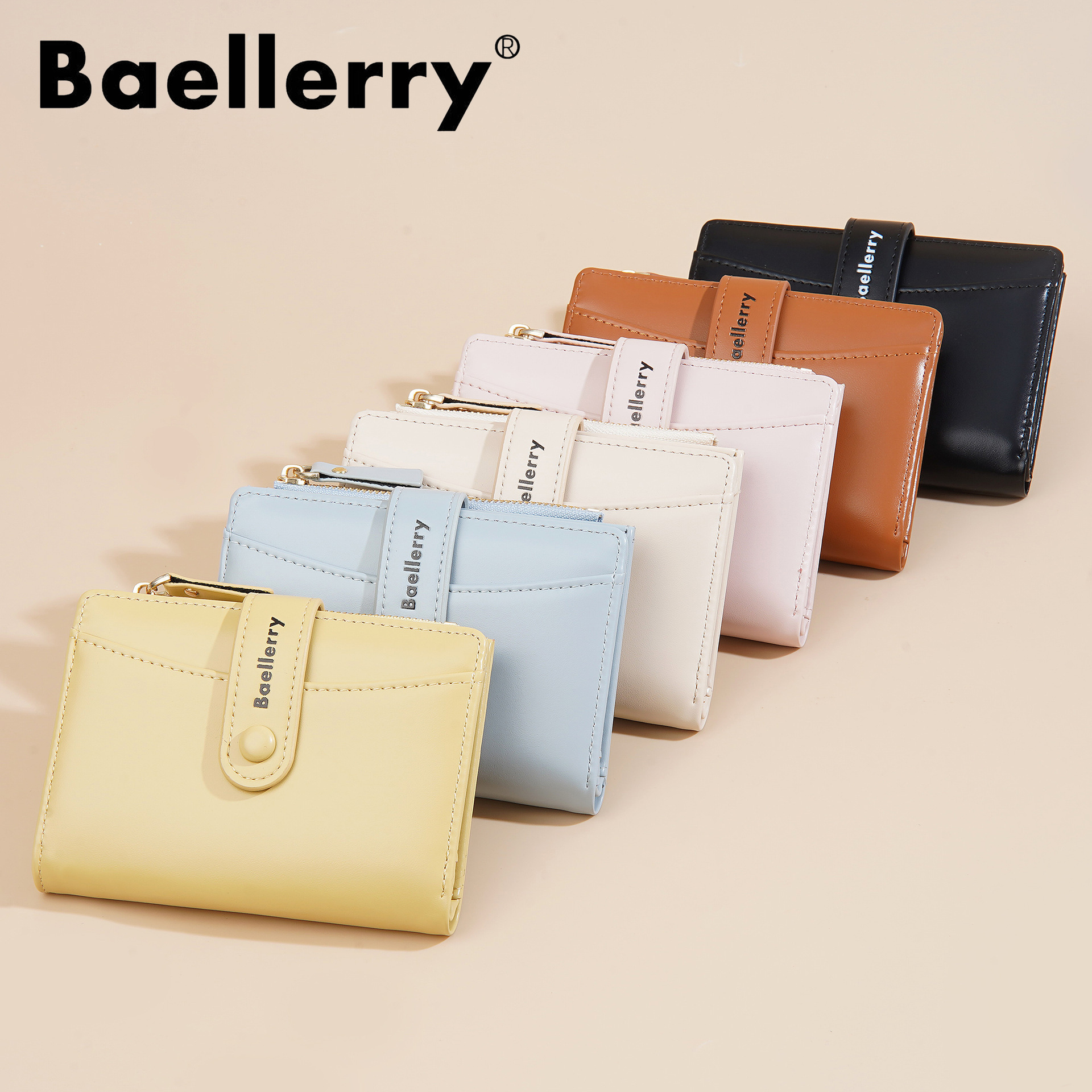 Cream-Toned Short Wallet with Large-Capacity Multi-Slot Design