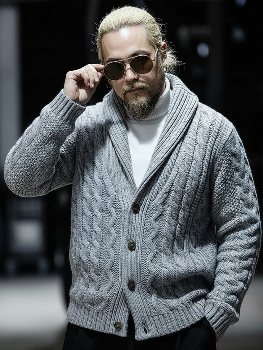 Barnett 羊絨披肩領羊毛針織外套