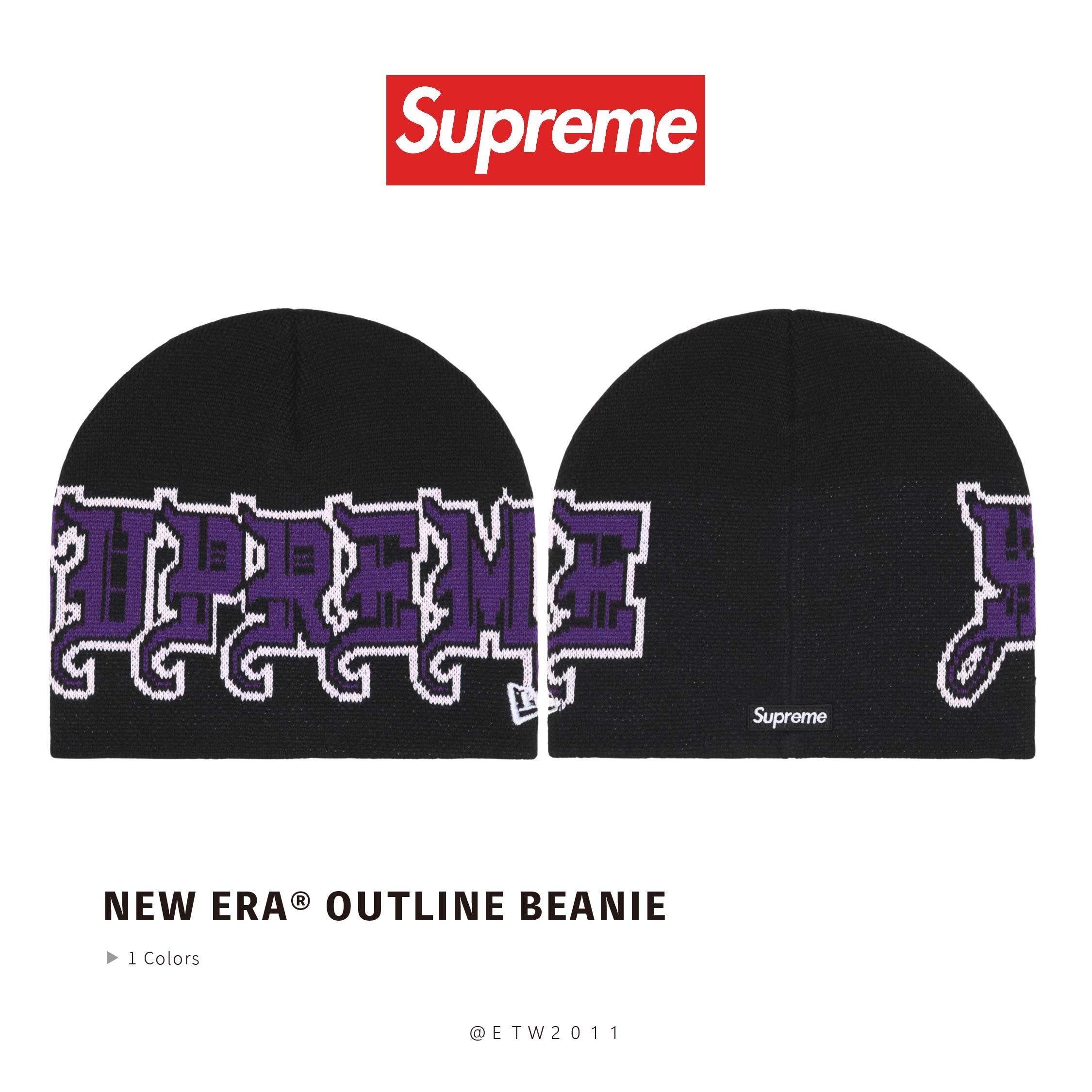 ☆ETW☆【EASY TO WEAR】SUPREME 25FW NEW ERA® OUTLINE BEANIE 冷帽 毛帽 歌德字 BOXLOGO