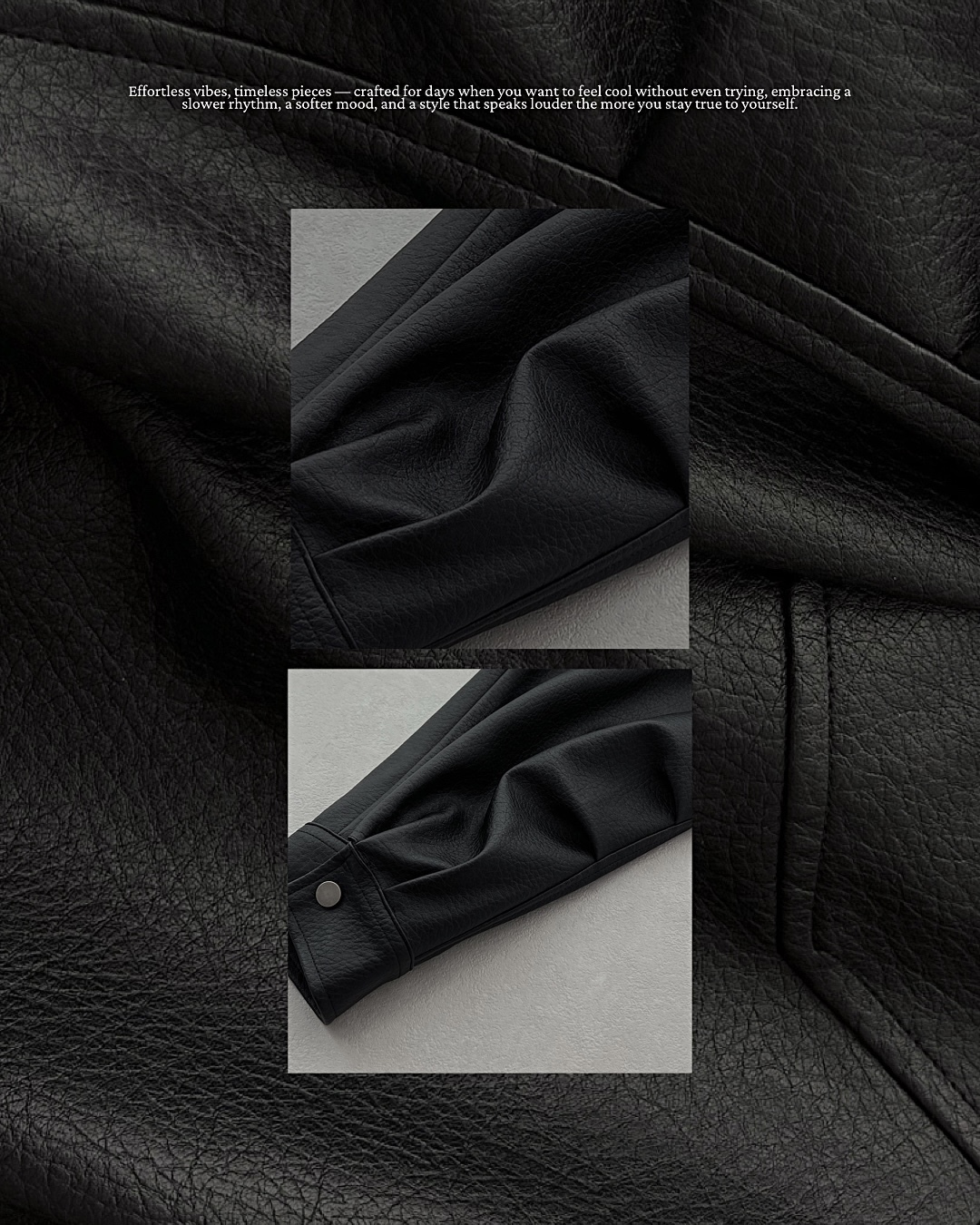 【 𝐂𝐇𝐔-𝐌𝐀𝐃𝐄 】高定款 荔枝壓紋磁吸皮衣 oversize男友版型