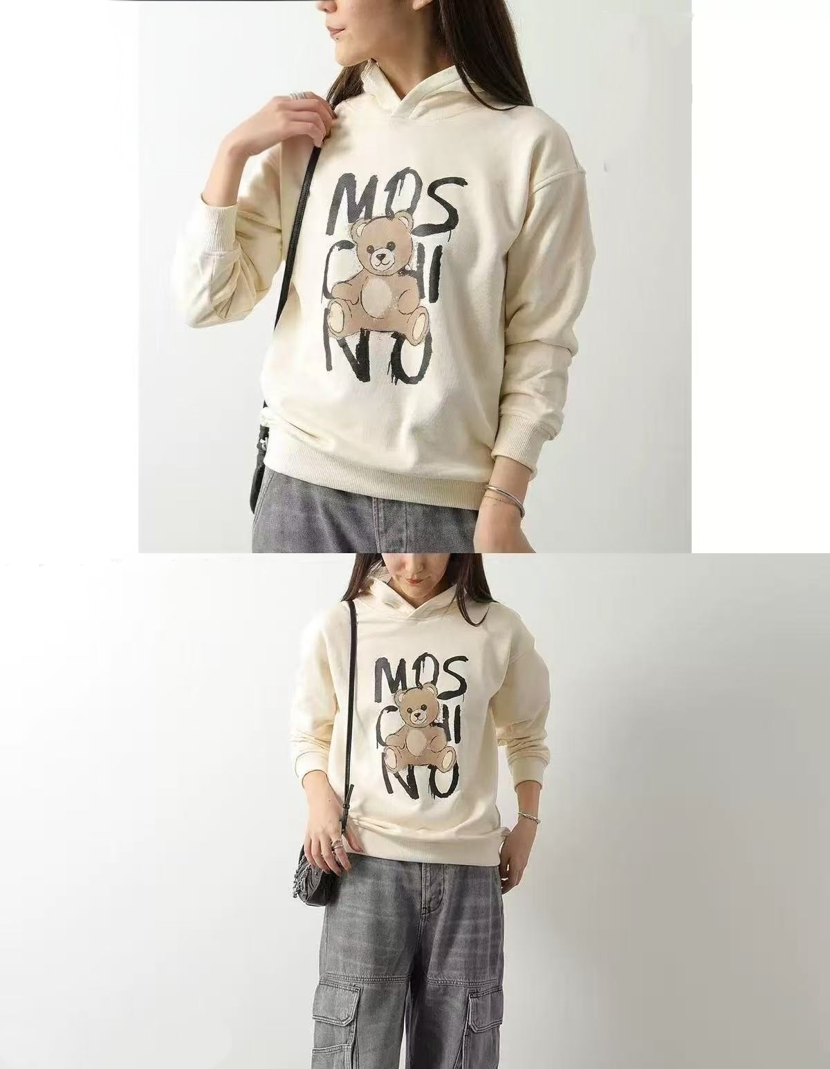 MOSCHINO KIDS 奶油白熊仔印花 有帽衛衣