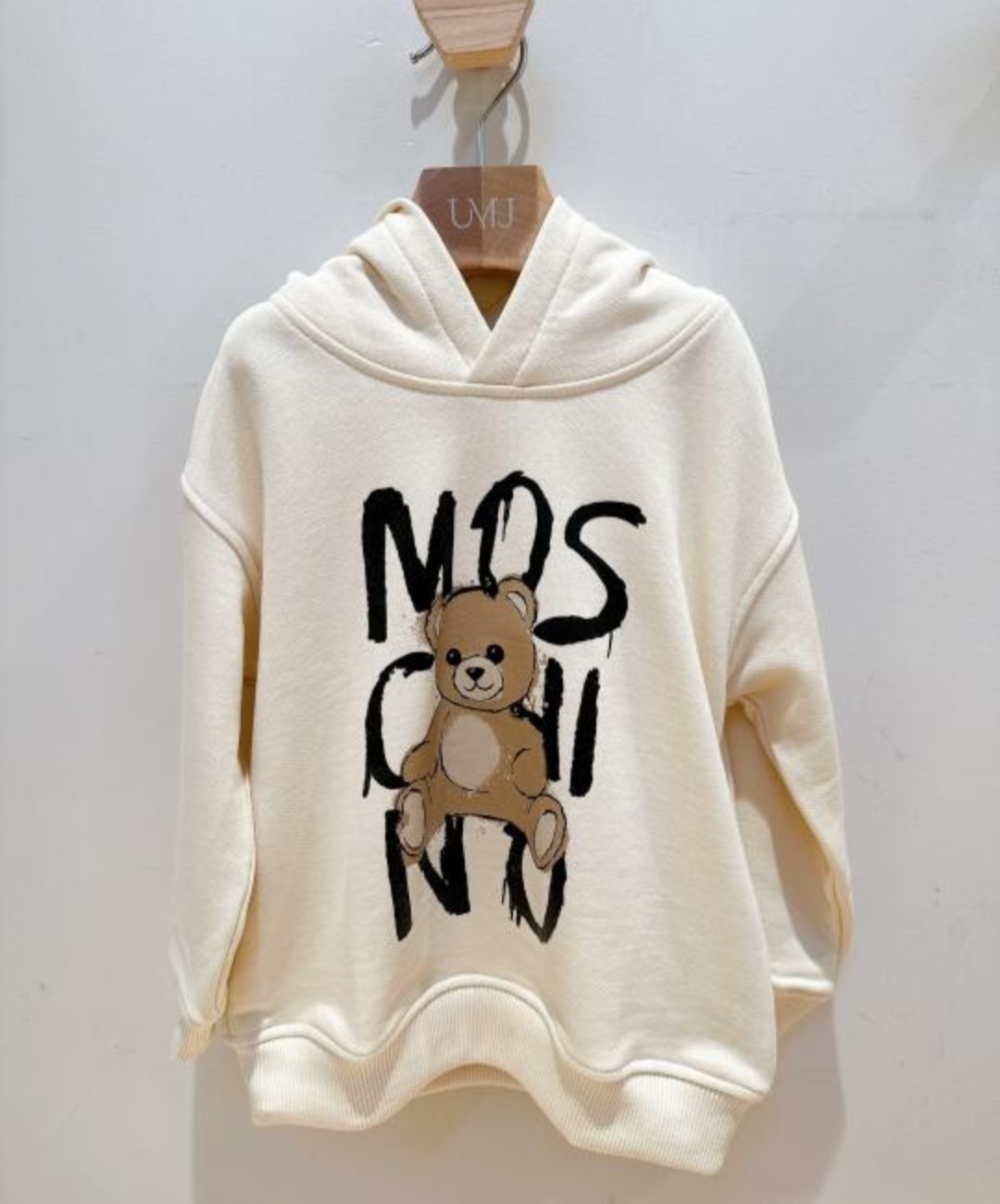 MOSCHINO KIDS 奶油白熊仔印花 有帽衛衣