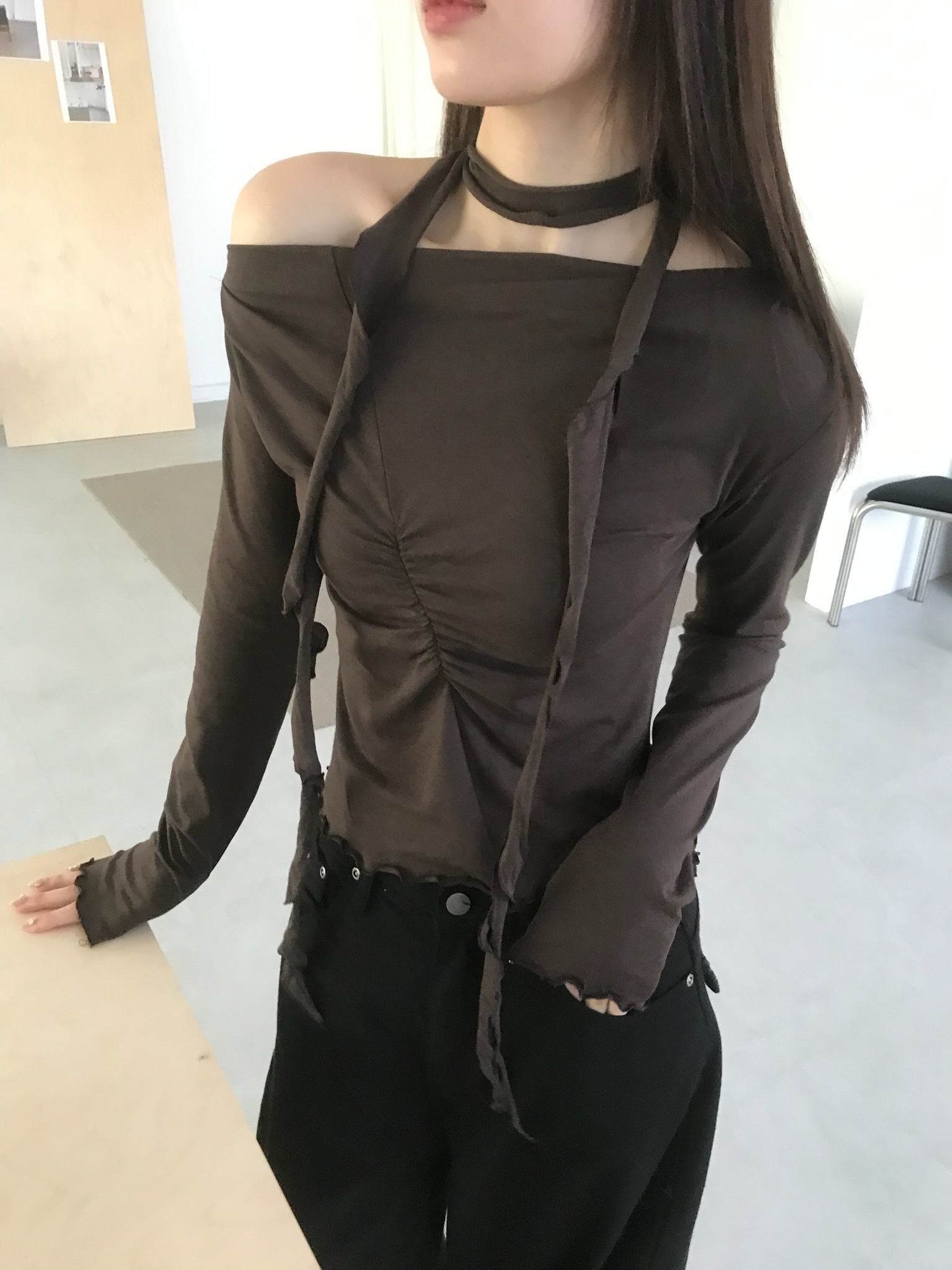 Shirring Set Tee #上衣　（棕售完不補）