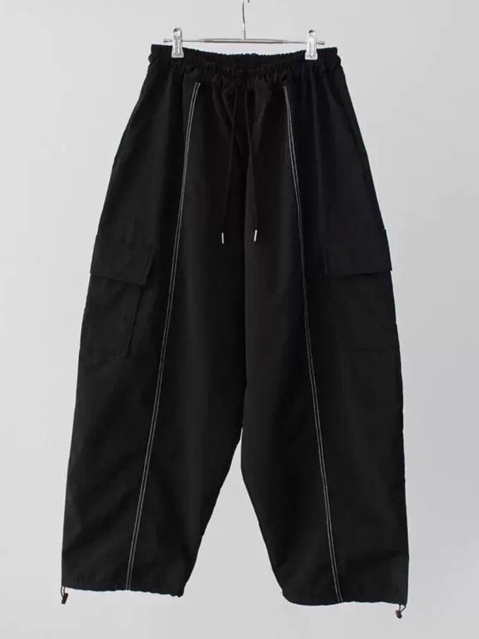 淨色可束腳工裝鬆身褲(薄抓毛底) P3221