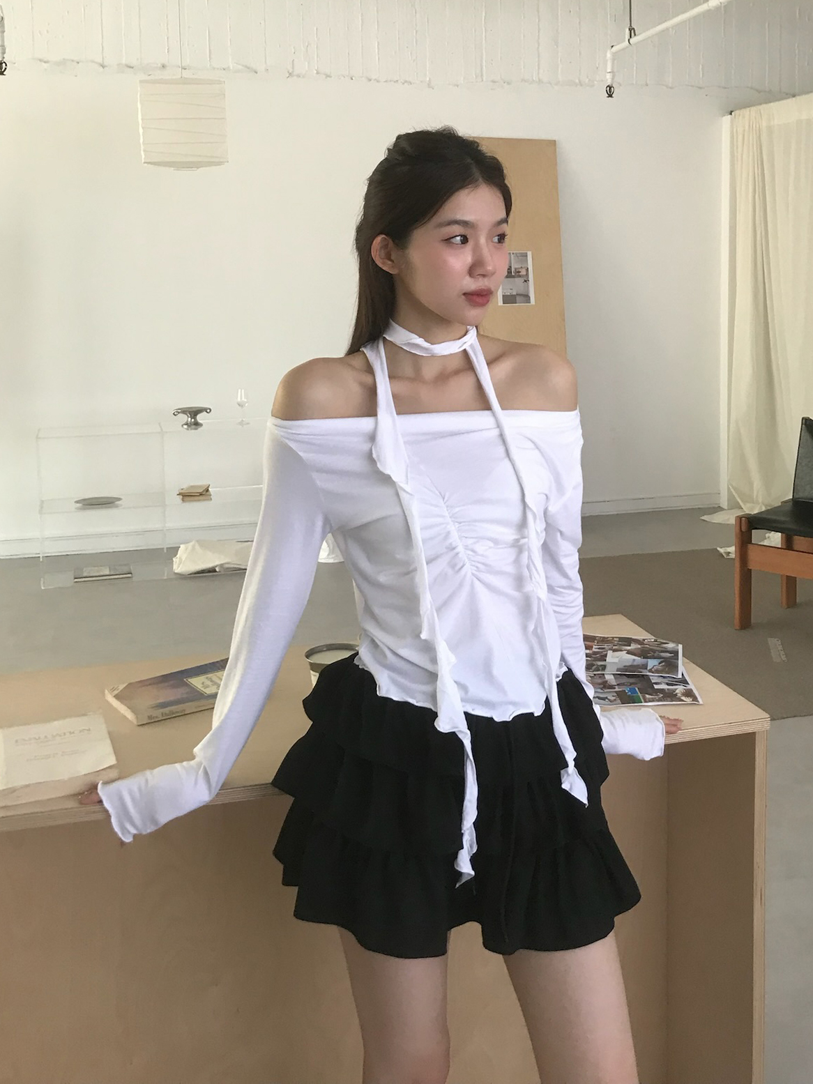 Shirring Set Tee #上衣　（棕售完不補）