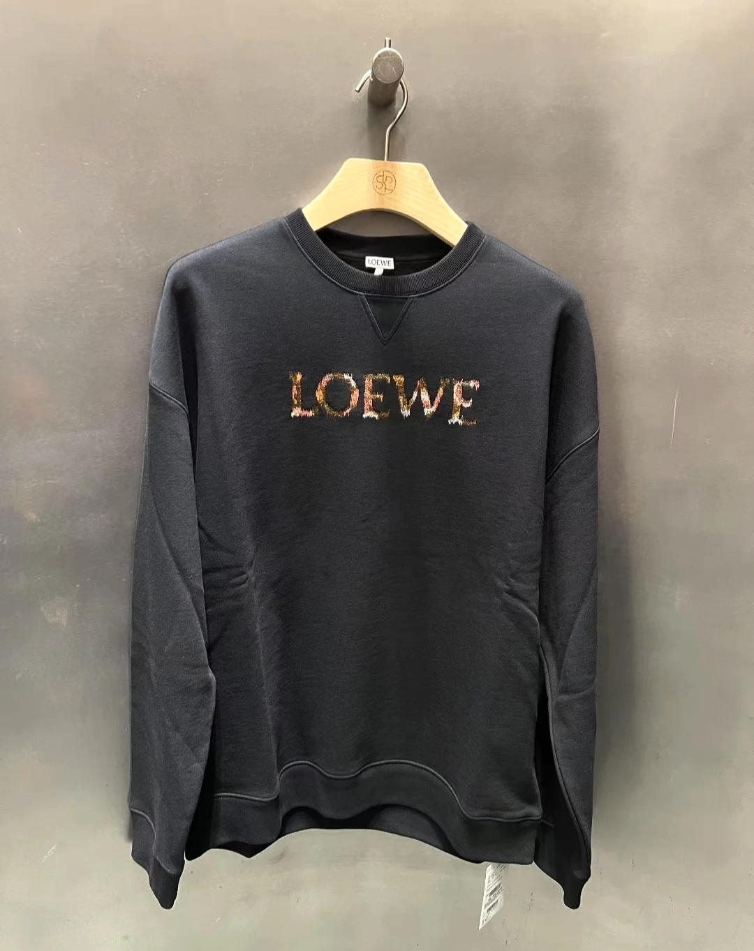 LOEWE 彩色刺繡 LOGO 衞衣 黑色