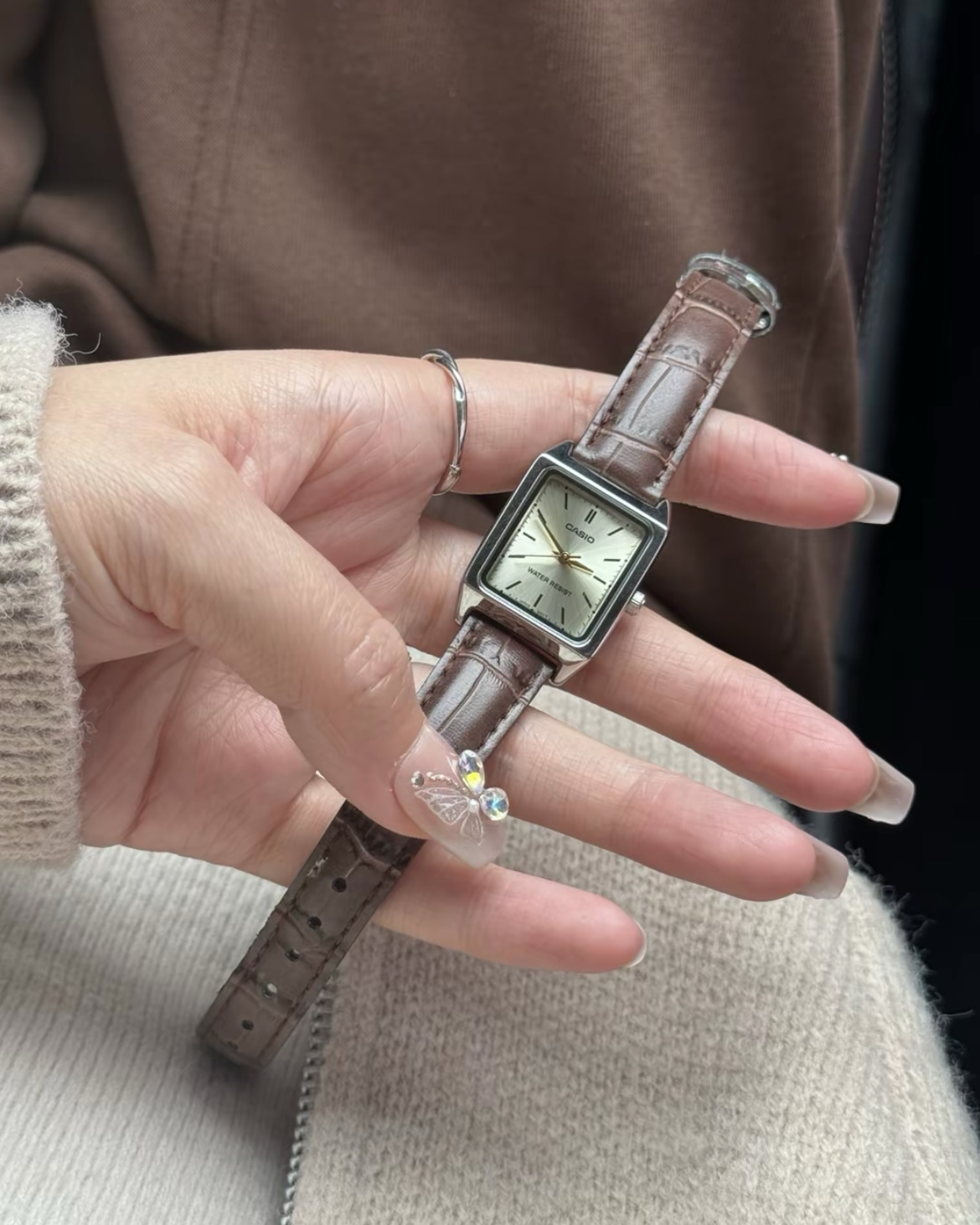 CASIO 卡西歐 STANDARD系列 小方錶 咖色 復古 皮革 女錶