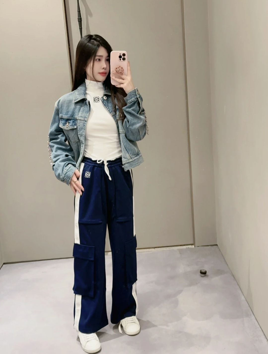 LOEWE 深藍色 Logo 衛褲