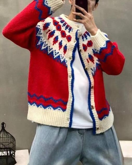 圖案開胸針織外套 Tac-0316JK